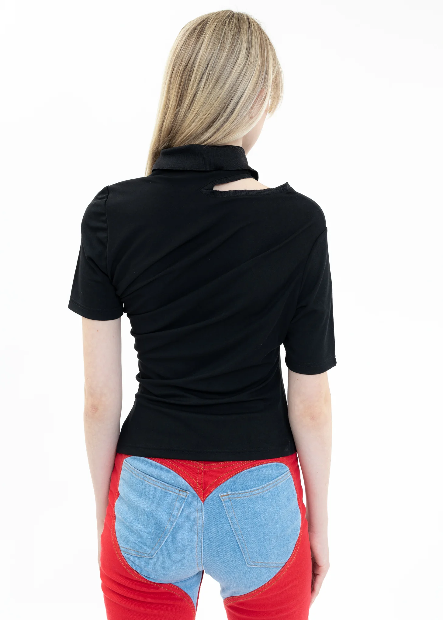 Black TWISTED DOUBLE COLLAR Polo - Image 4