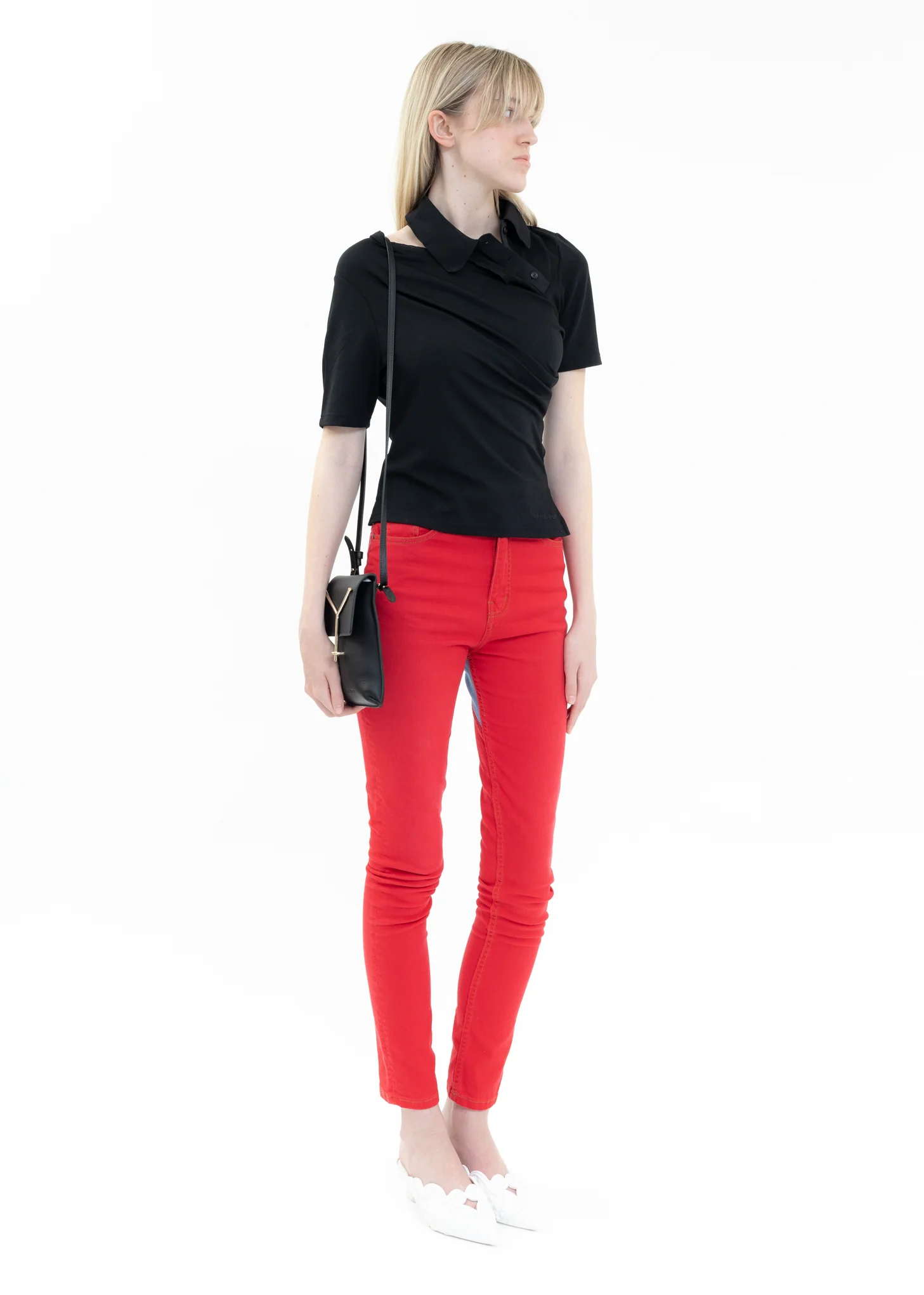 Black TWISTED DOUBLE COLLAR Polo - Image 7