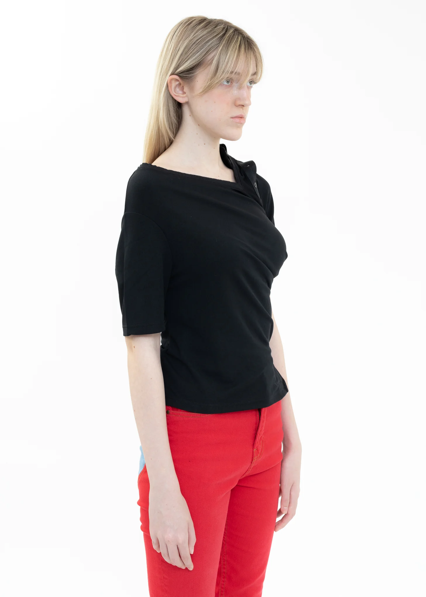 Black TWISTED DOUBLE COLLAR Polo - Image 9