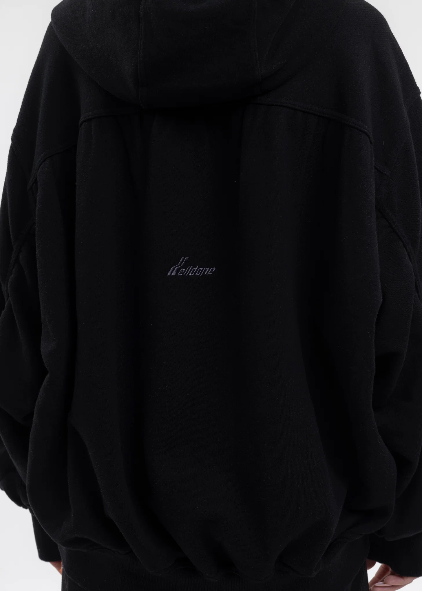BLACK TWISTED LOOSE-FIT ZIP-UP HOODIE - Image 5