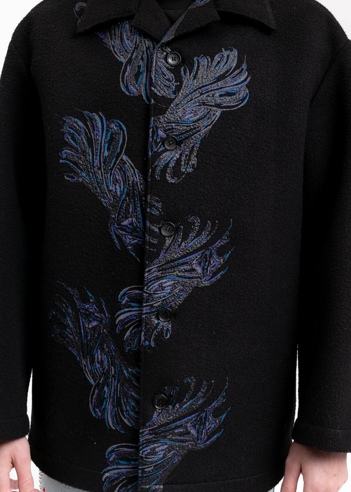 Black Twisted Metal Print Shirt Jacket - Image 2