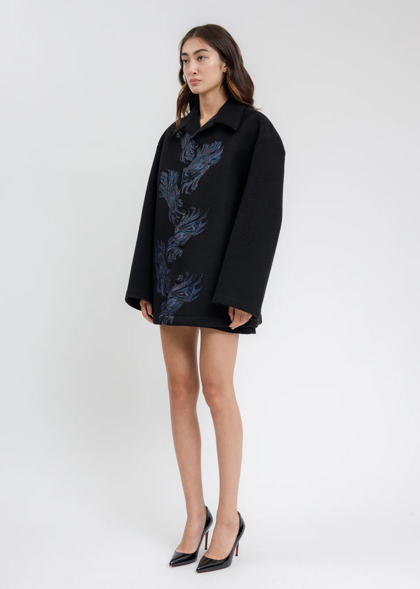 Black Twisted Metal Print Shirt Jacket - Image 3