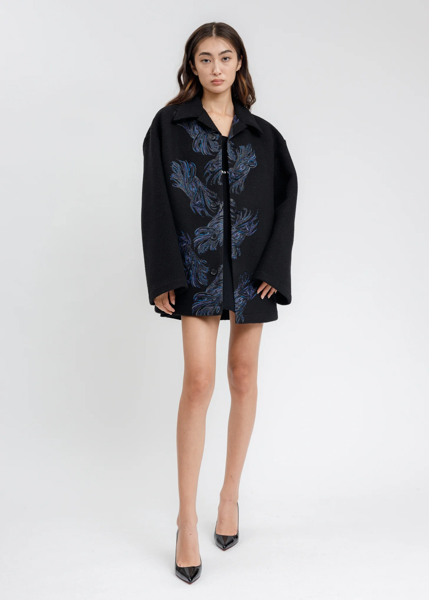 Black Twisted Metal Print Shirt Jacket - Image 6