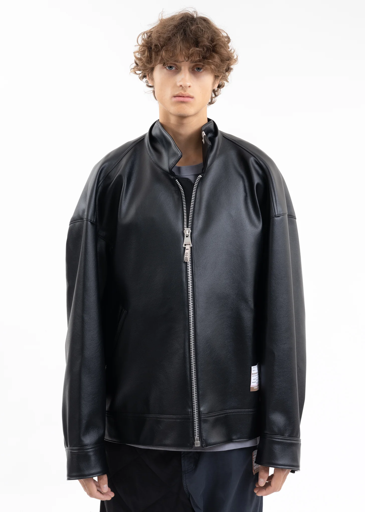 Black Twisted Shoulder PVC Jacket