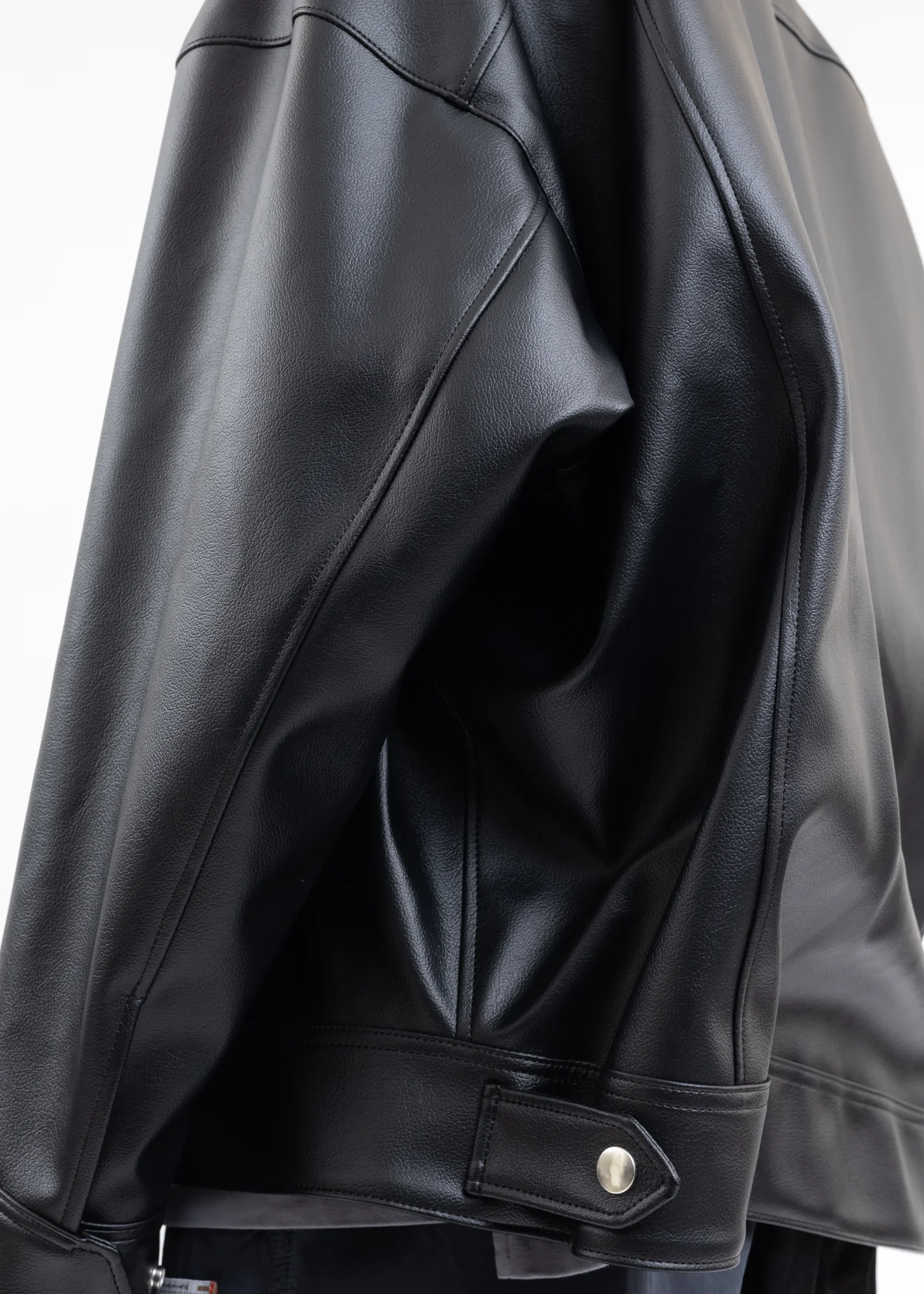 Black Twisted Shoulder PVC Jacket - Image 3