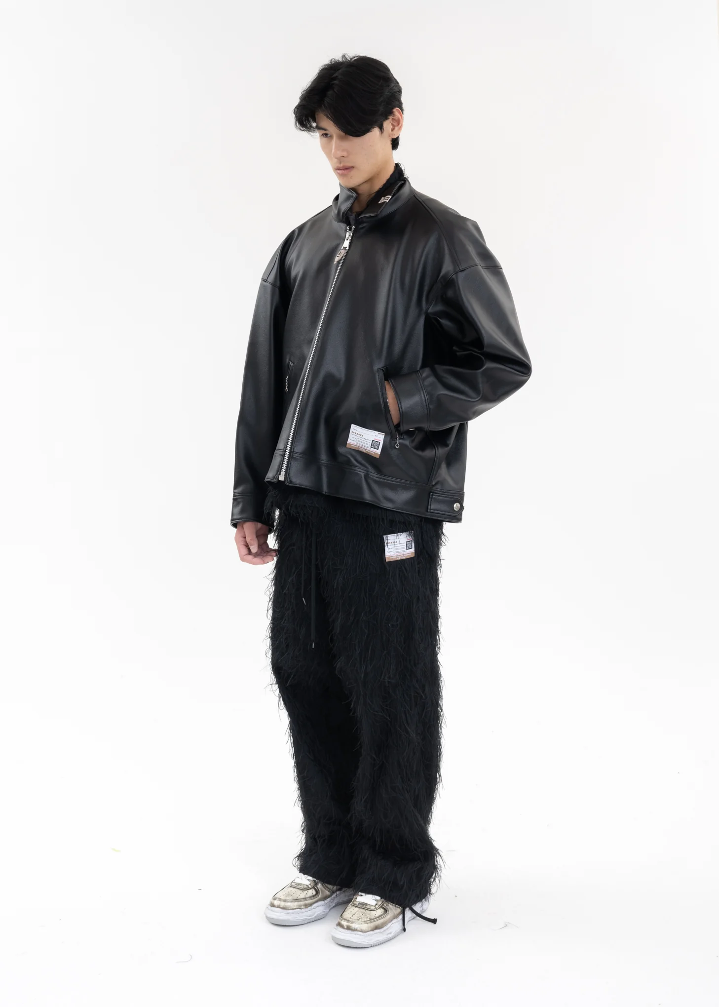 Black Twisted Shoulder PVC Jacket - Image 8