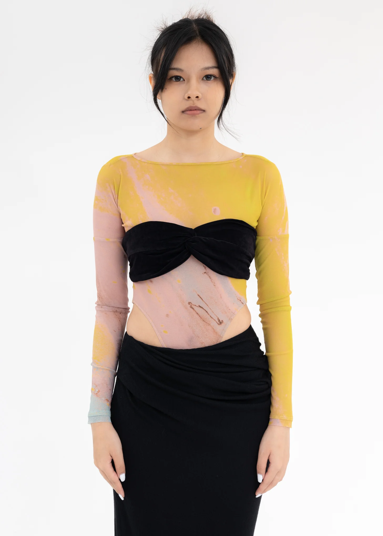 Black Twisted Velvet Bra Top