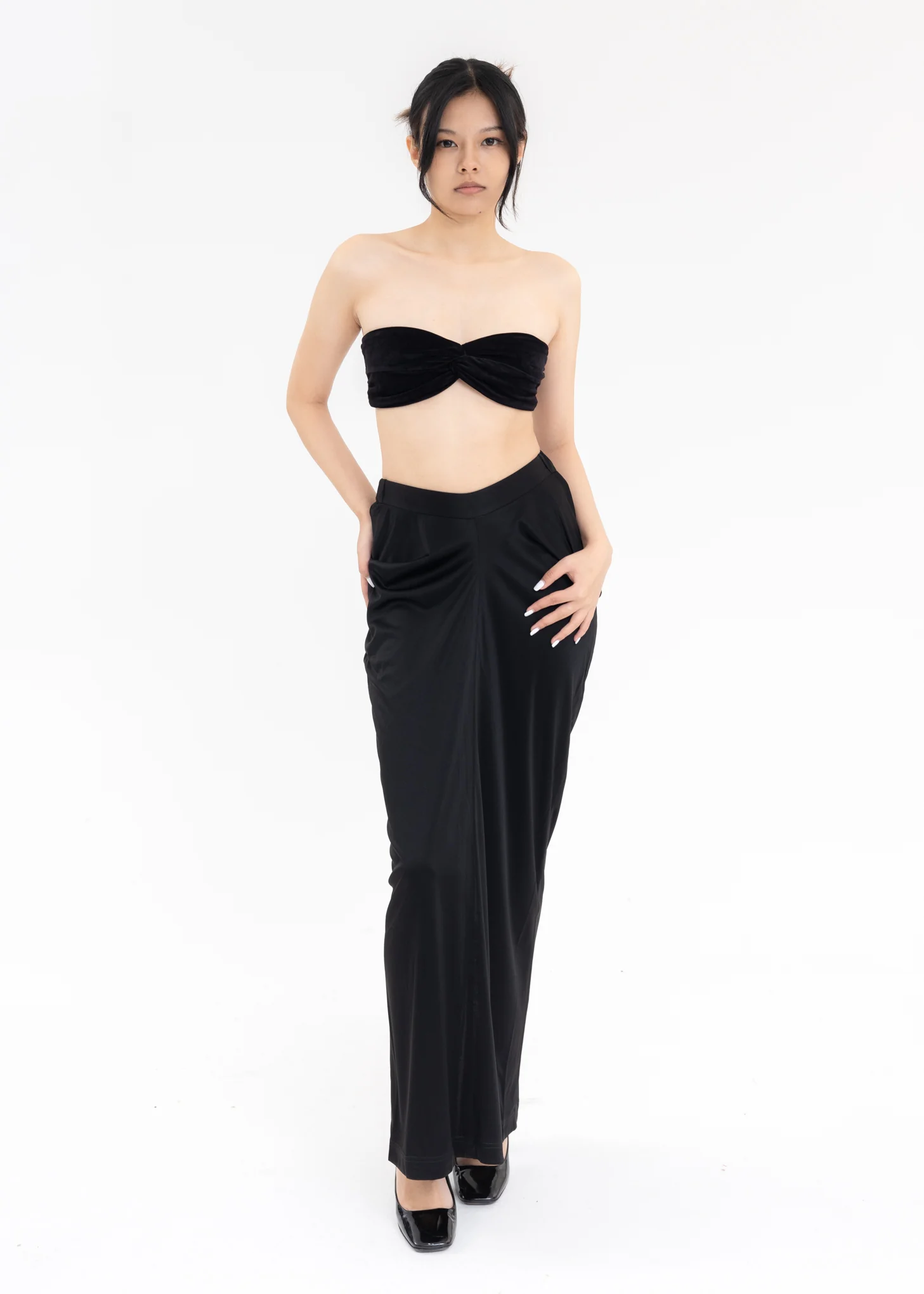 Black Twisted Velvet Bra Top - Image 5