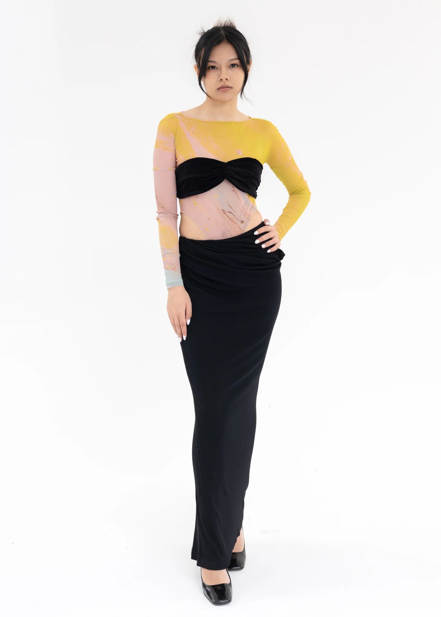 Black Twisted Velvet Bra Top - Image 6