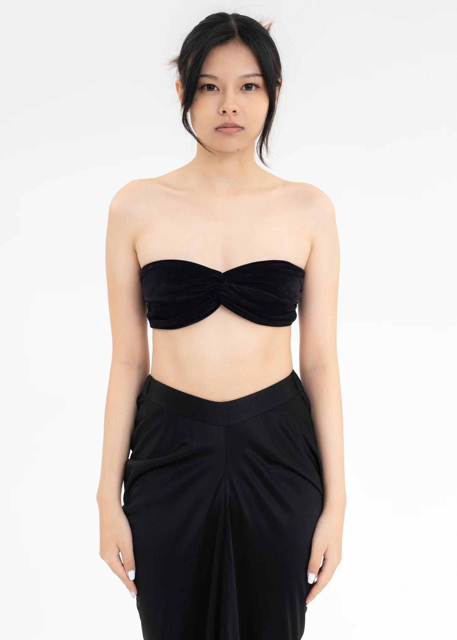 Black Twisted Velvet Bra Top - Image 7