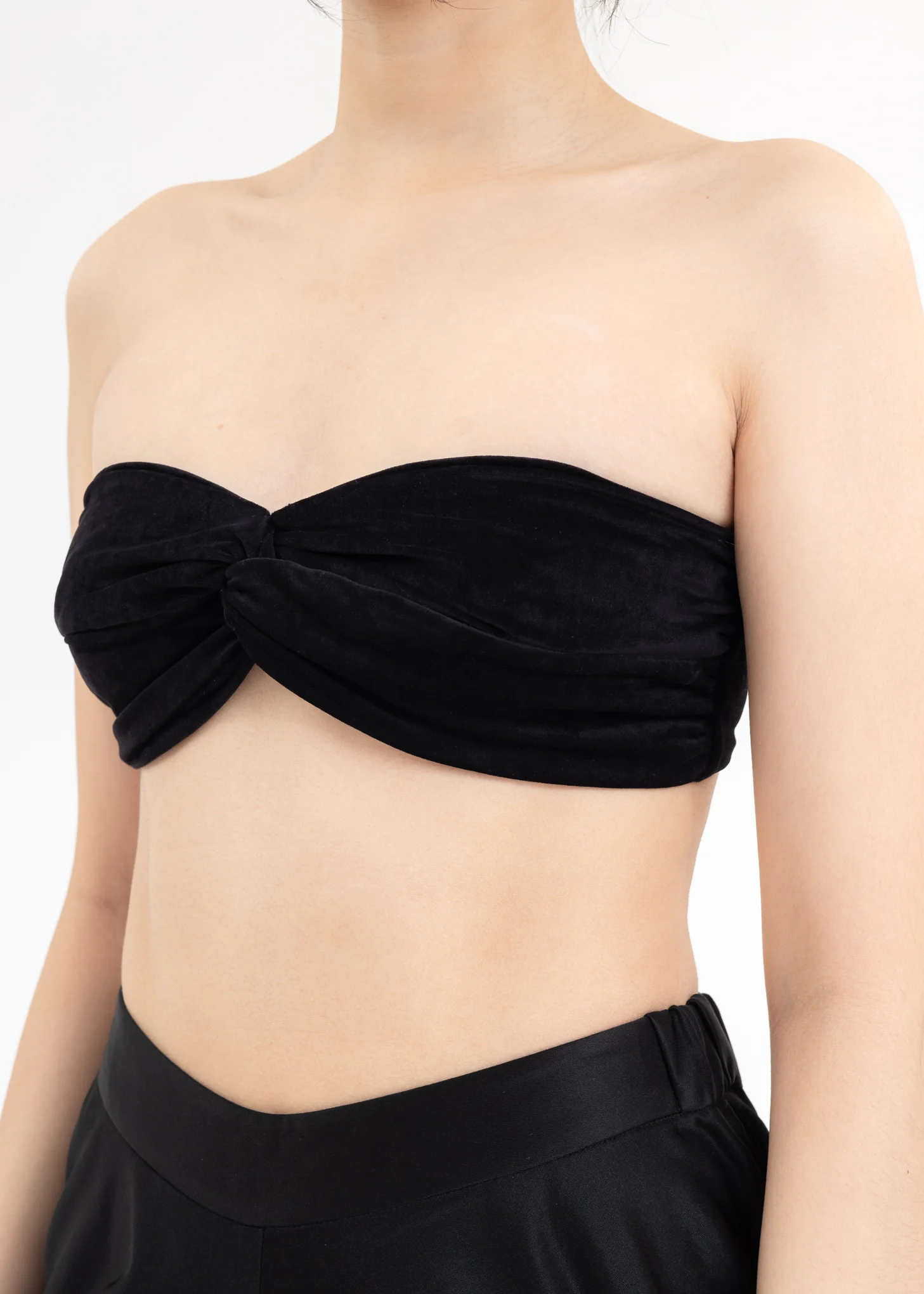Black Twisted Velvet Bra Top - Image 8