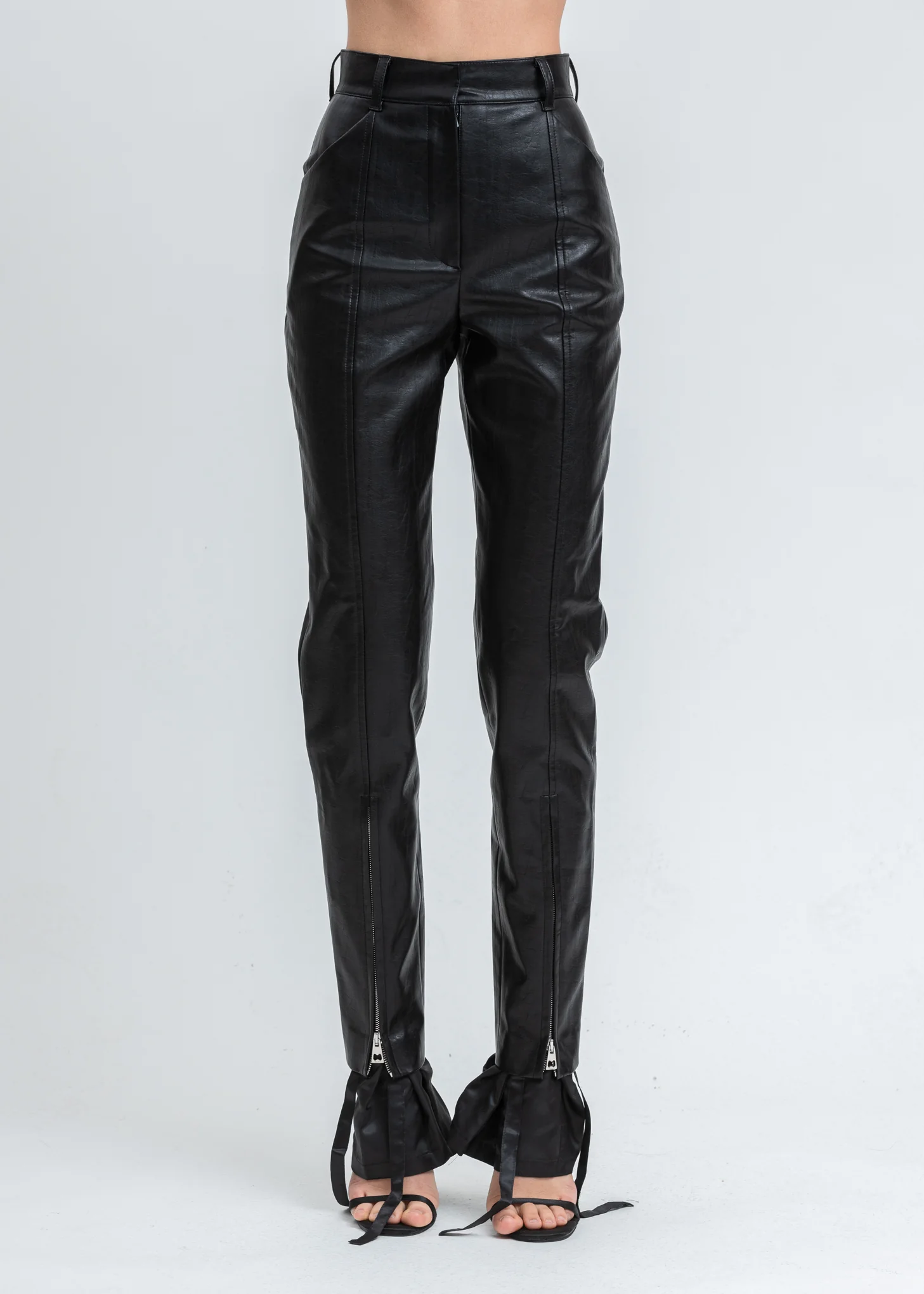 Black Two Layers Zippers Detail Trousers