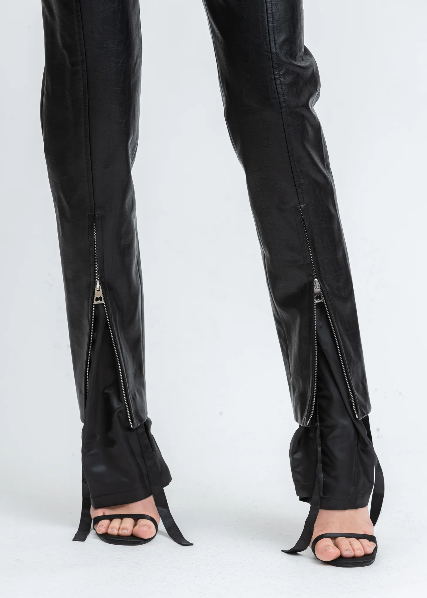 Black Two Layers Zippers Detail Trousers - Image 5