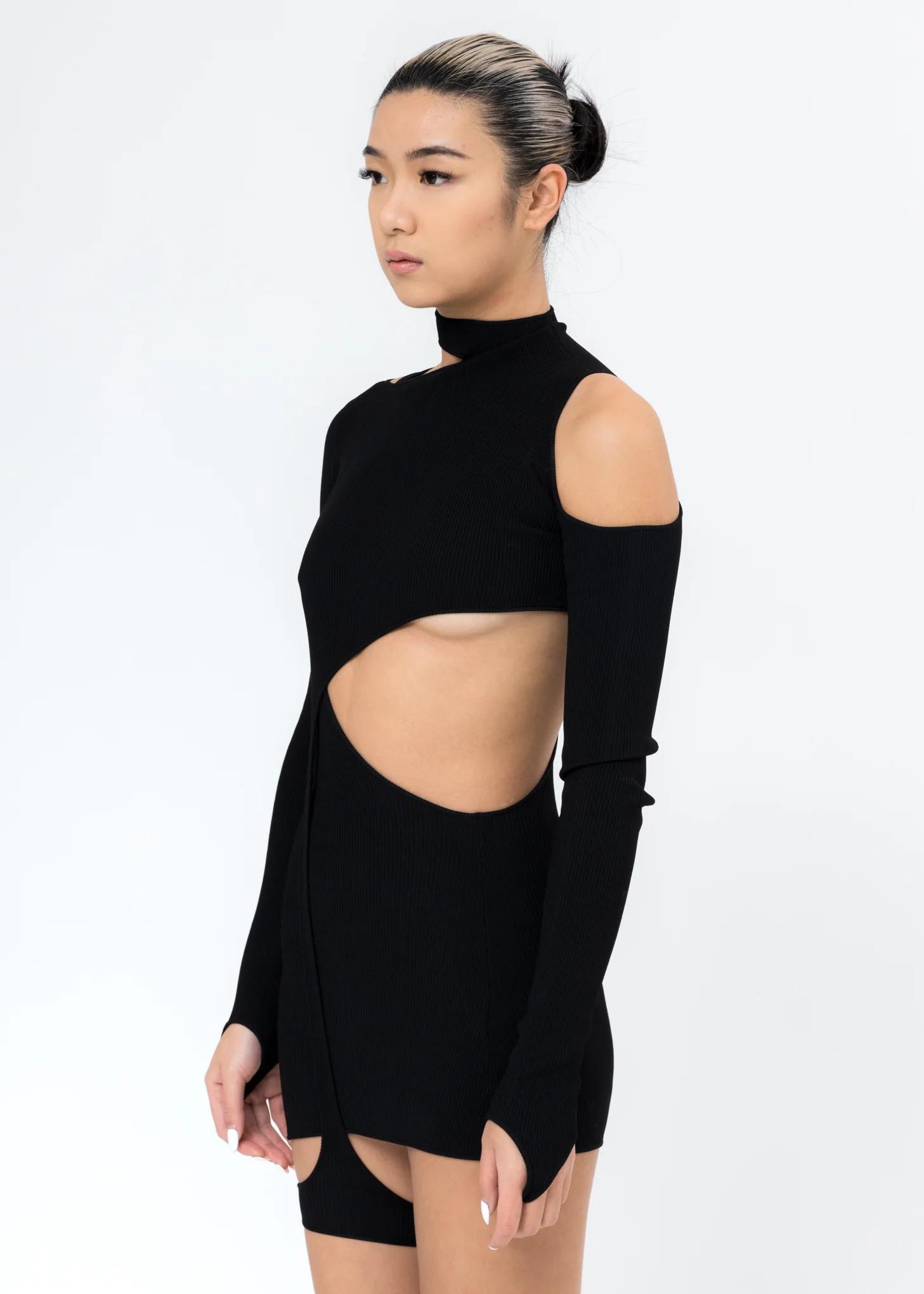 Black Two Piece Knitted Dress - Image 4