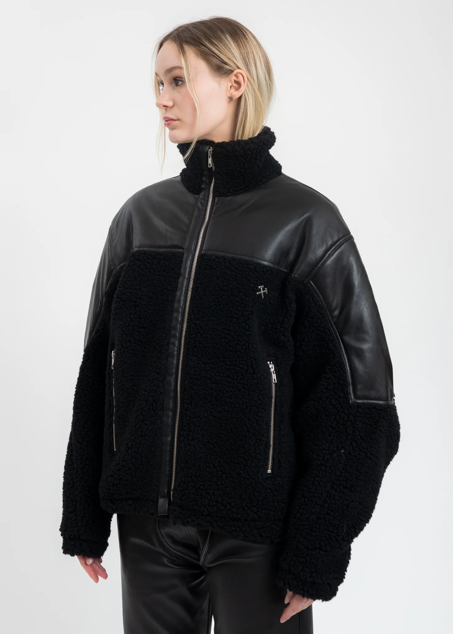 Black Two Tone Fleece Jacket - Image 2