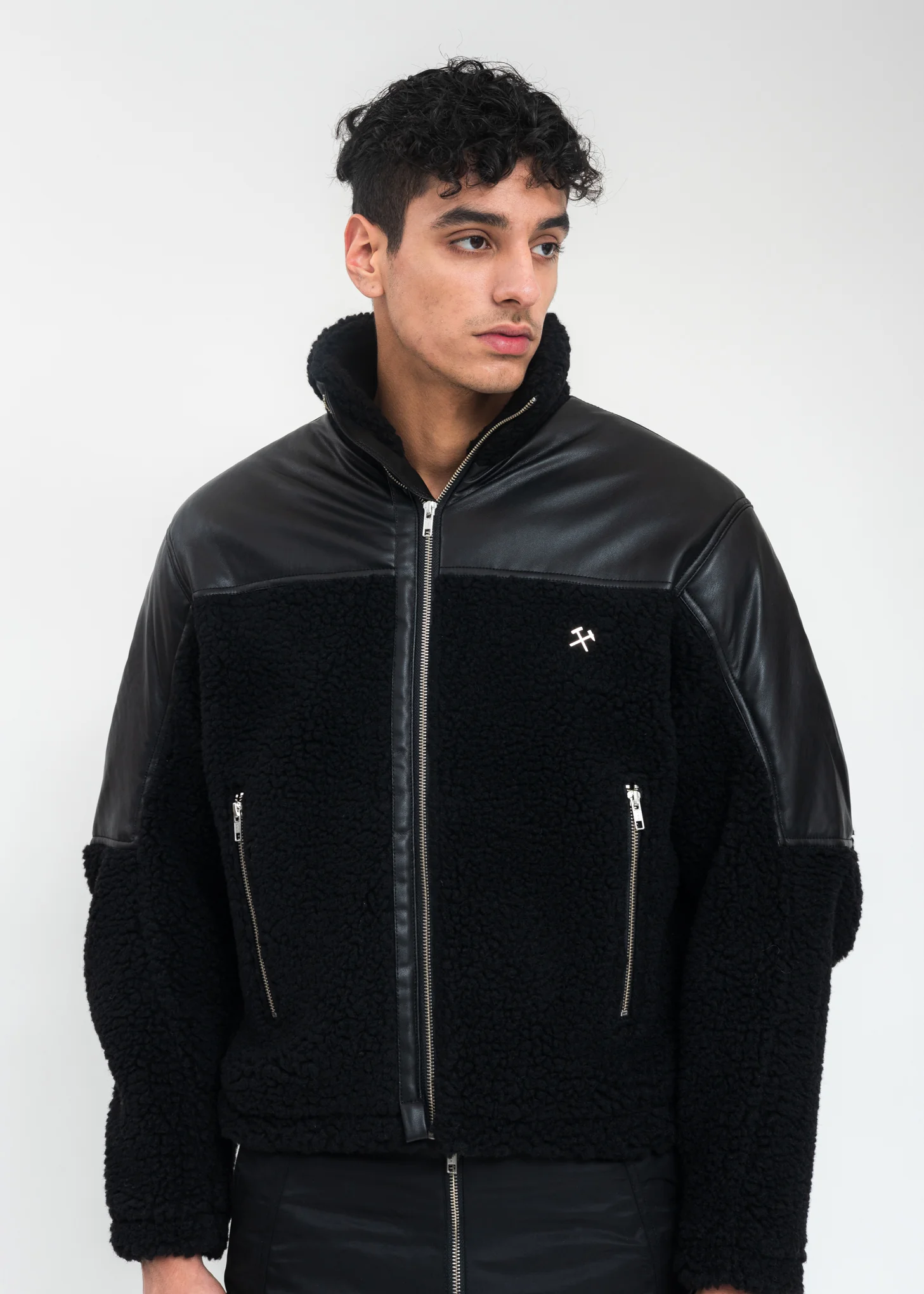 Black Two Tone Fleece Jacket - Image 5