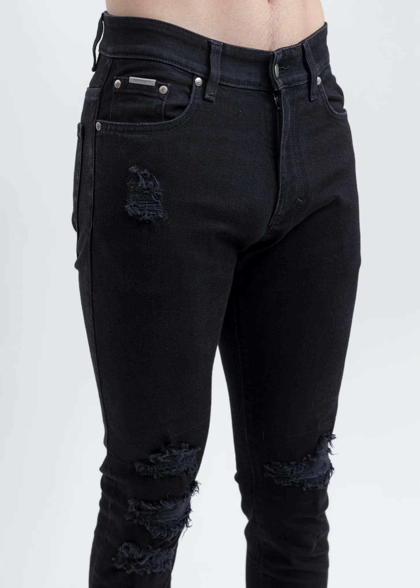 Black Underwork Denim Jeans - Image 5