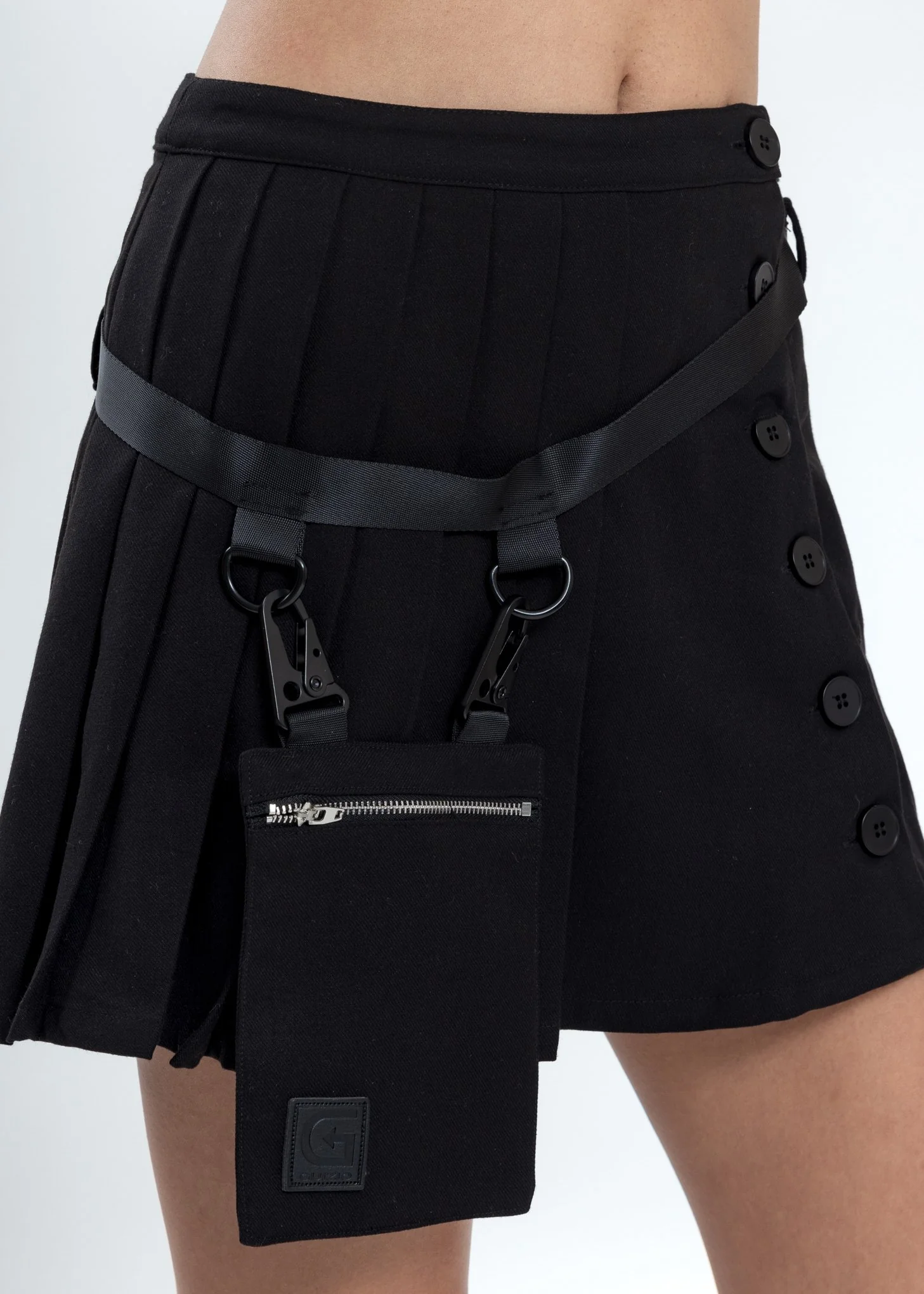 Black Utility Pleated Skirt - Image 2