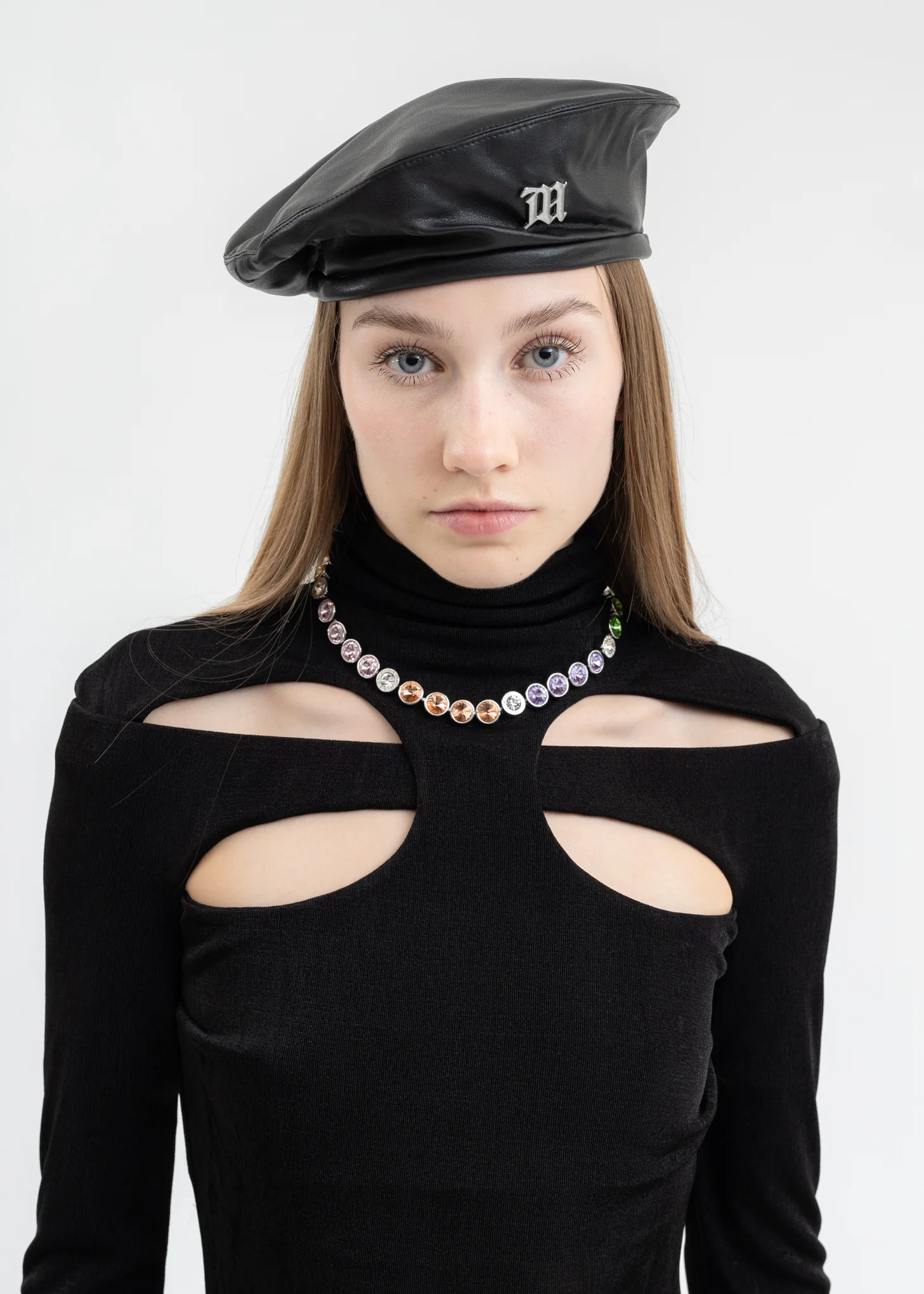 Black Vegan Leather Beret - Image 2