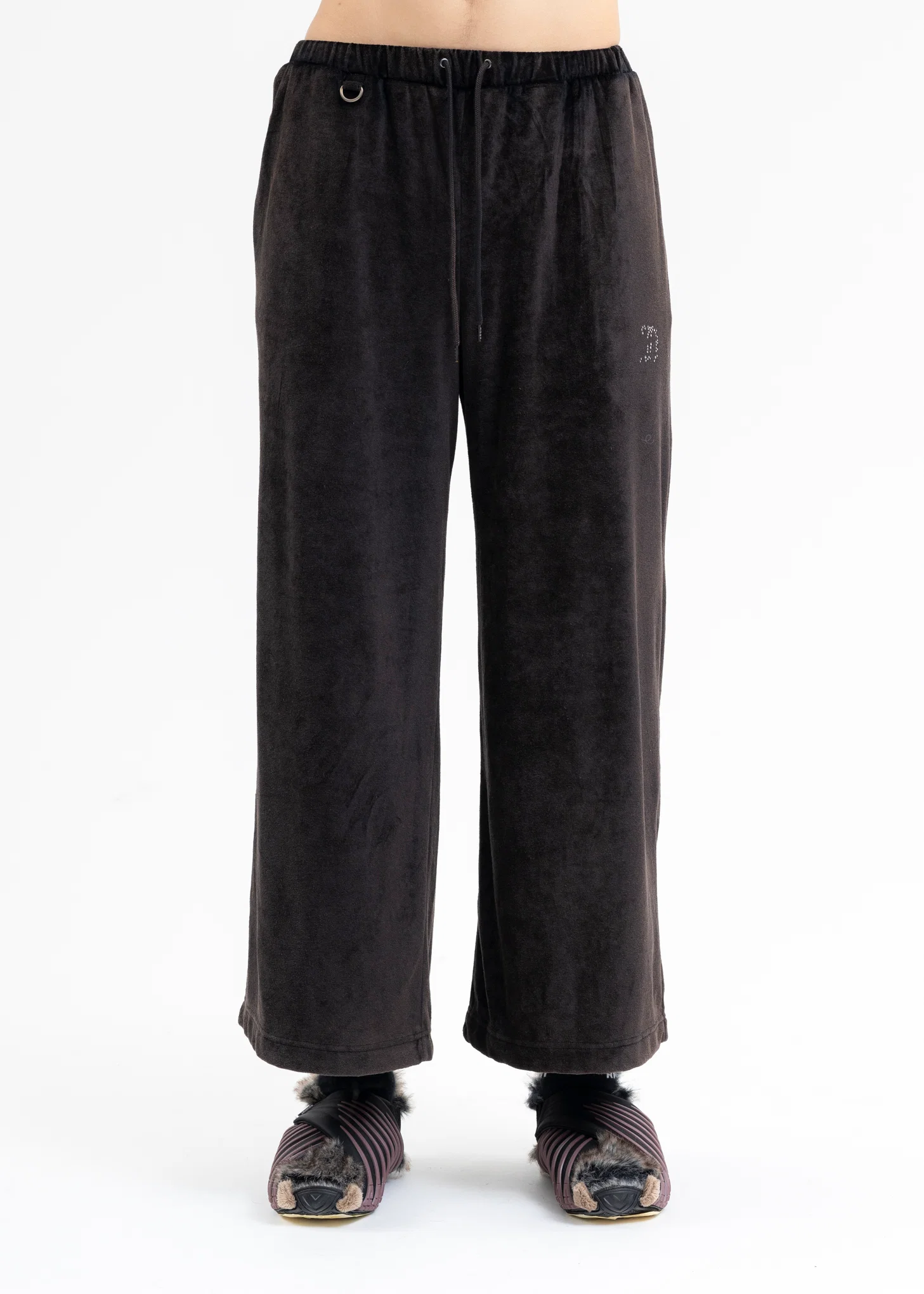 BLACK VELOUR TRACK PANTS