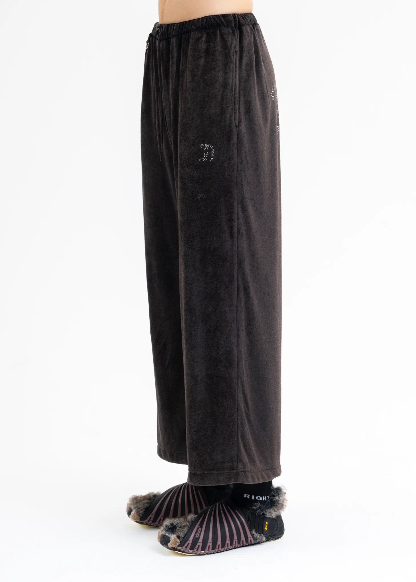 BLACK VELOUR TRACK PANTS - Image 2