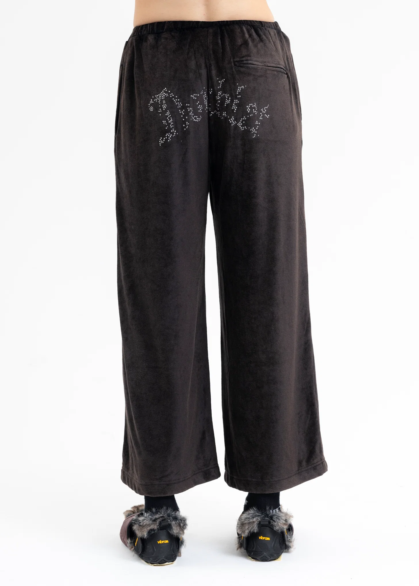 BLACK VELOUR TRACK PANTS - Image 3