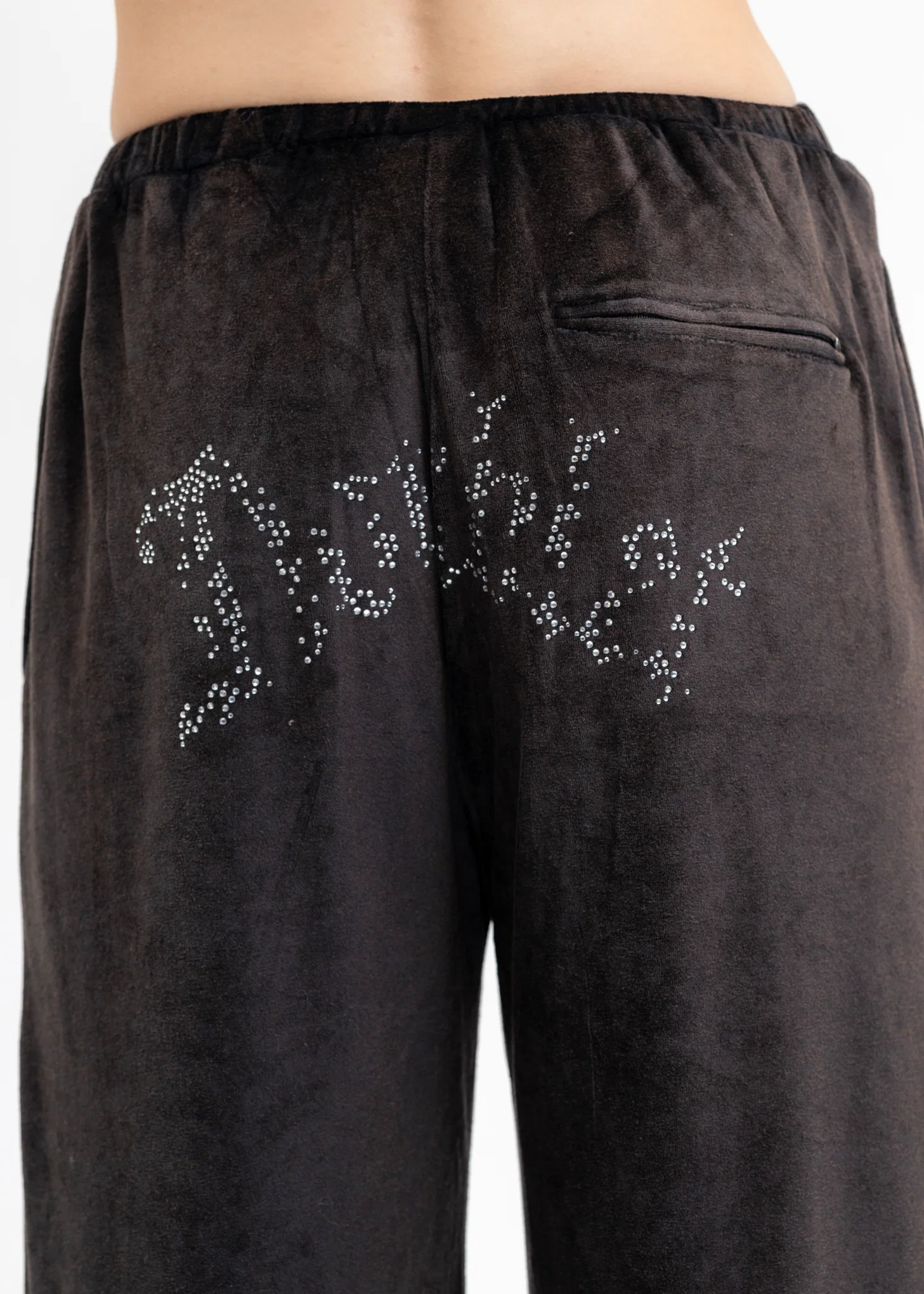 BLACK VELOUR TRACK PANTS - Image 4