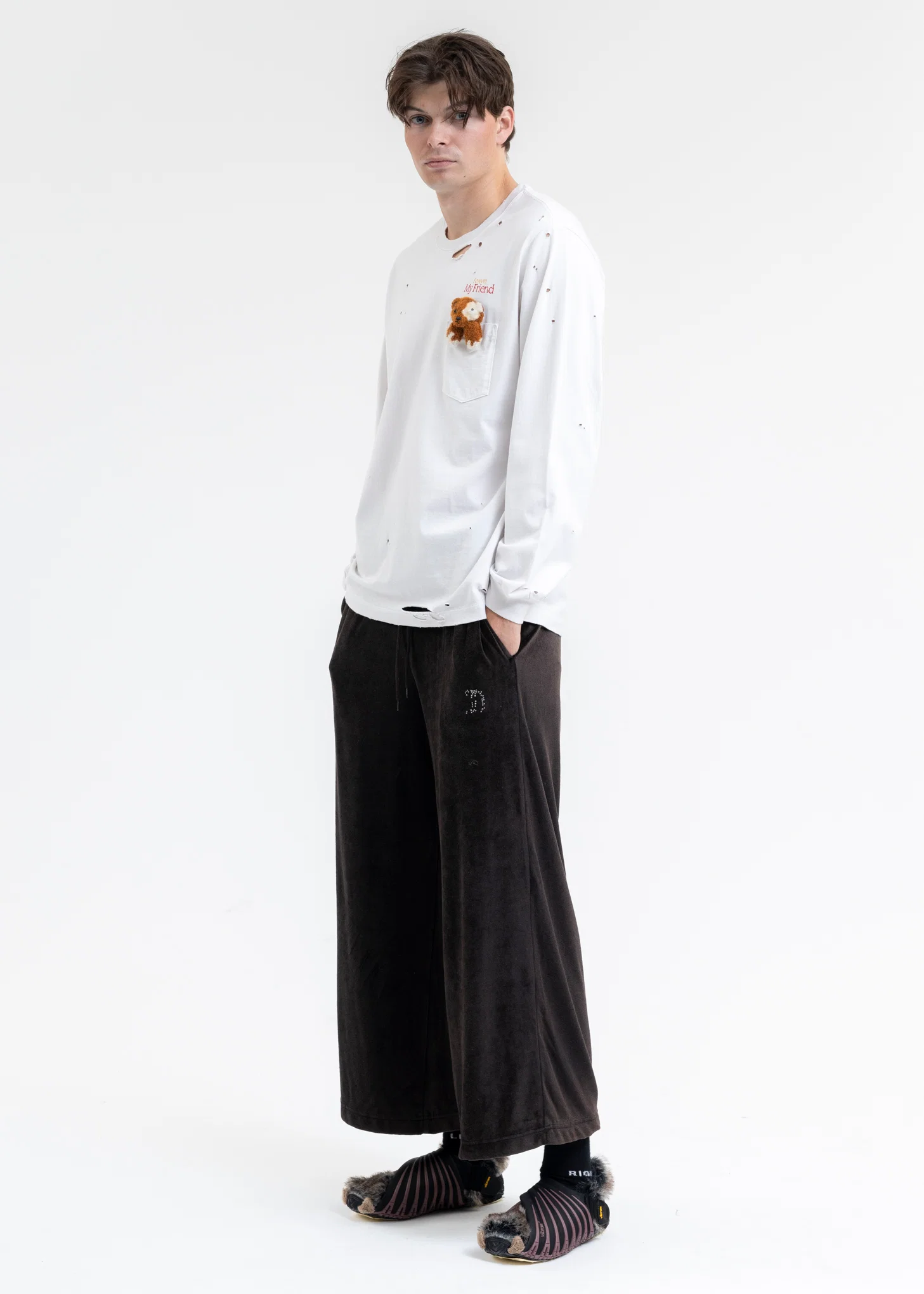 BLACK VELOUR TRACK PANTS - Image 7