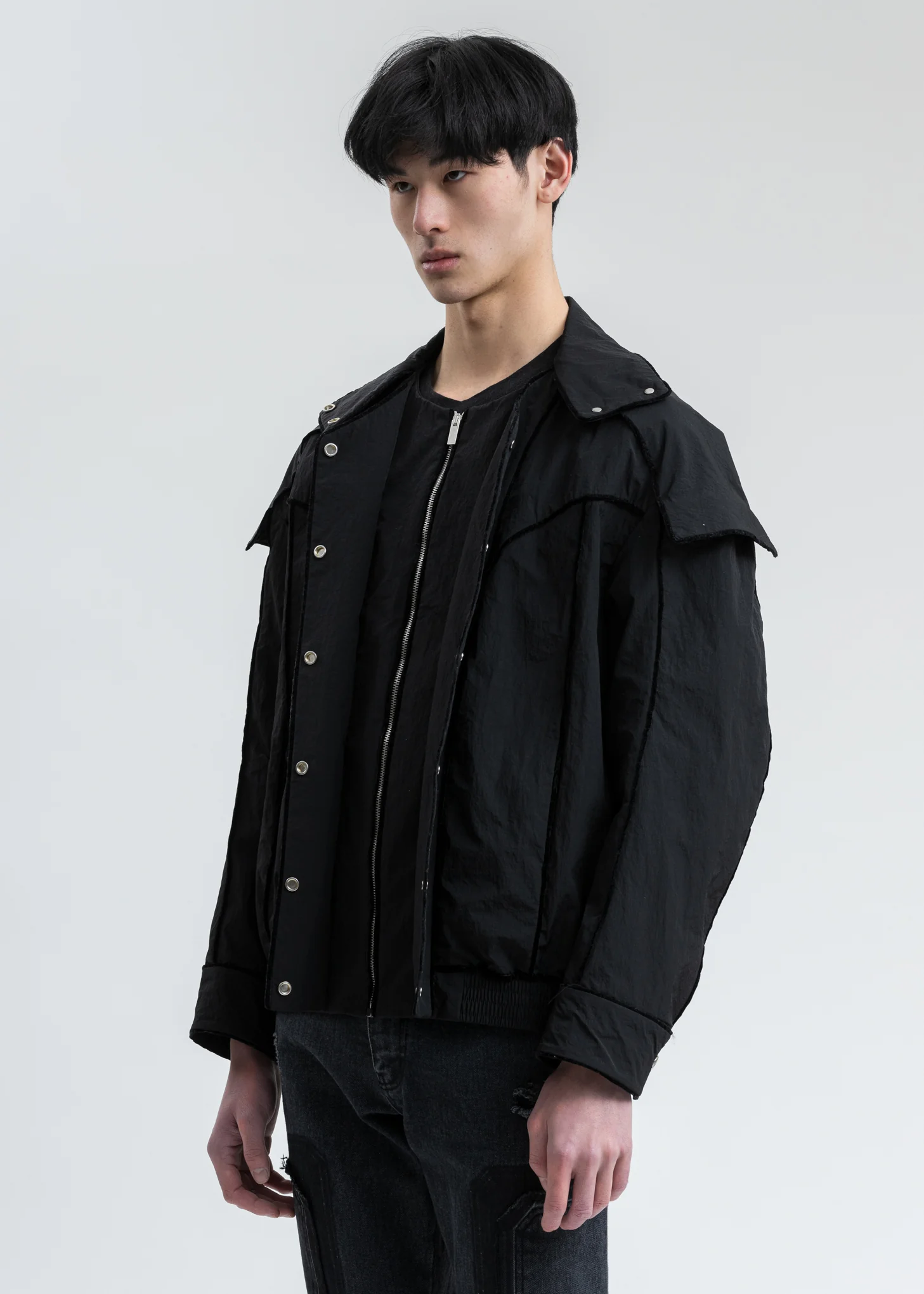 Black Velvet Lining Bomber Jacket - Image 5
