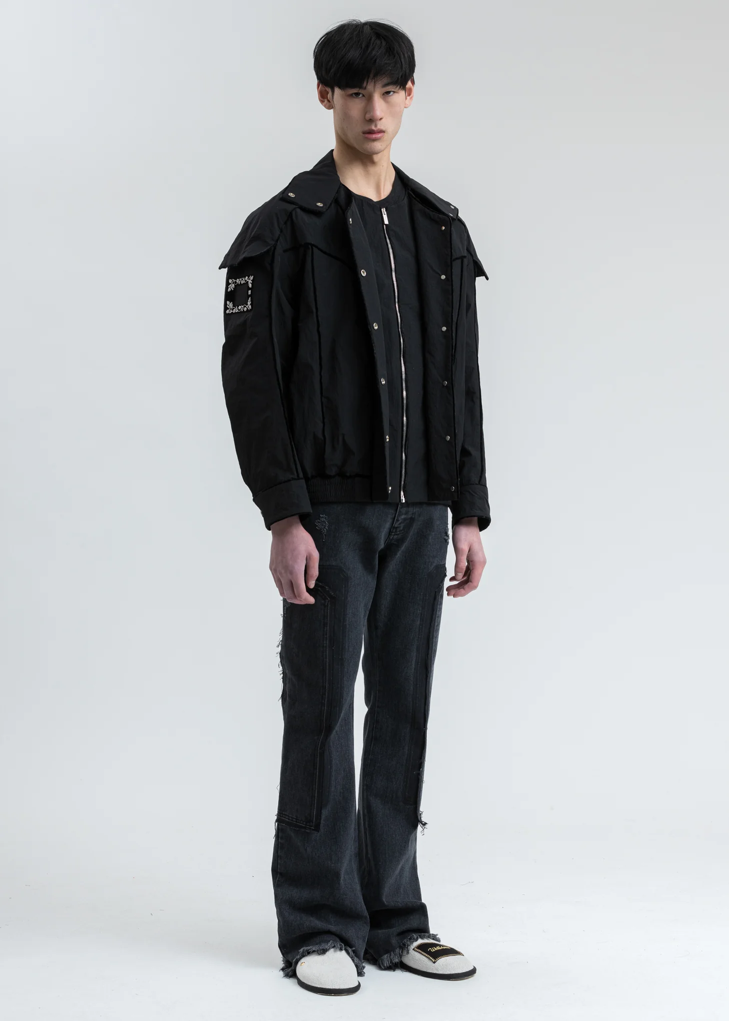 Black Velvet Lining Bomber Jacket - Image 7
