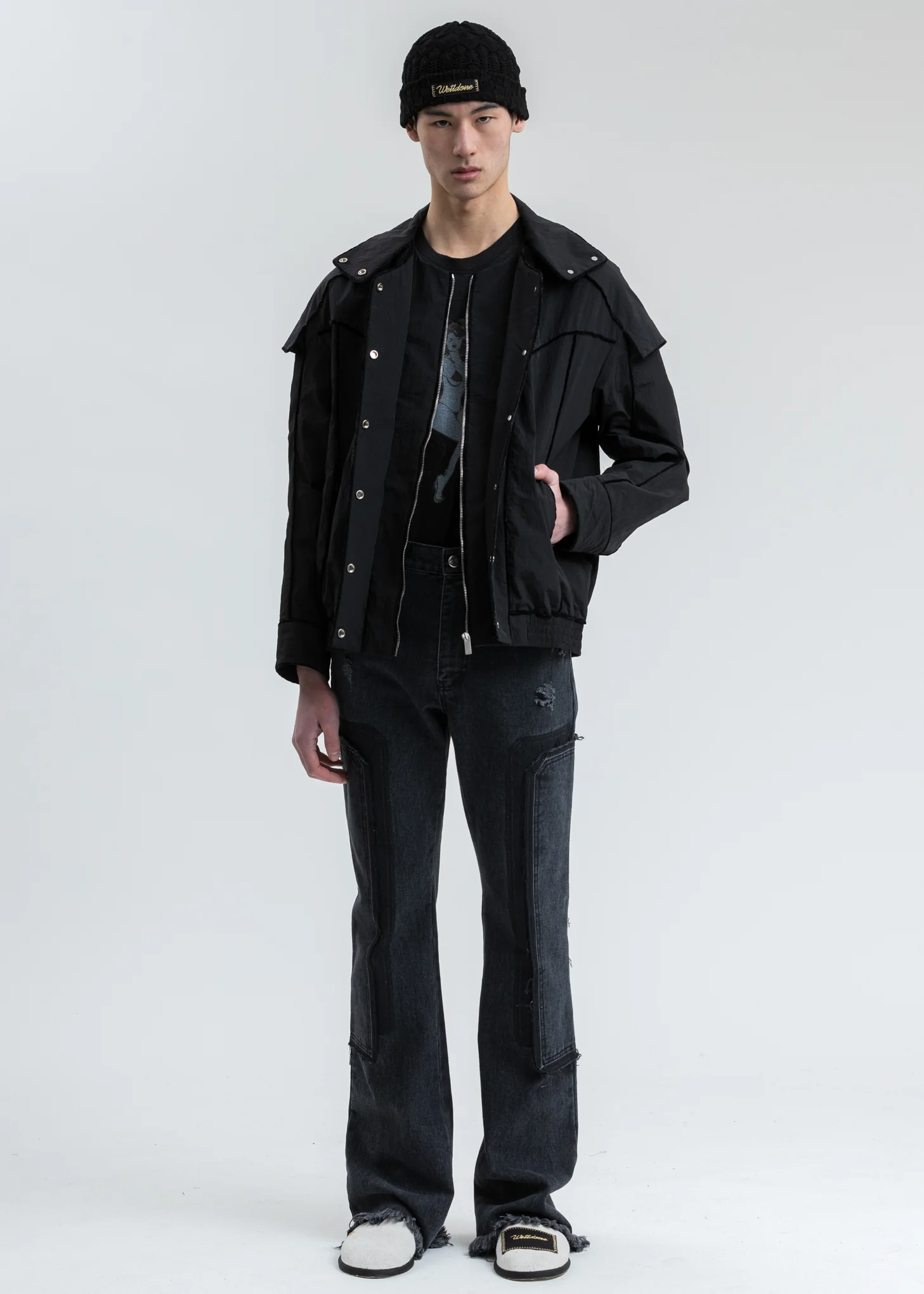 Black Velvet Lining Bomber Jacket - Image 8