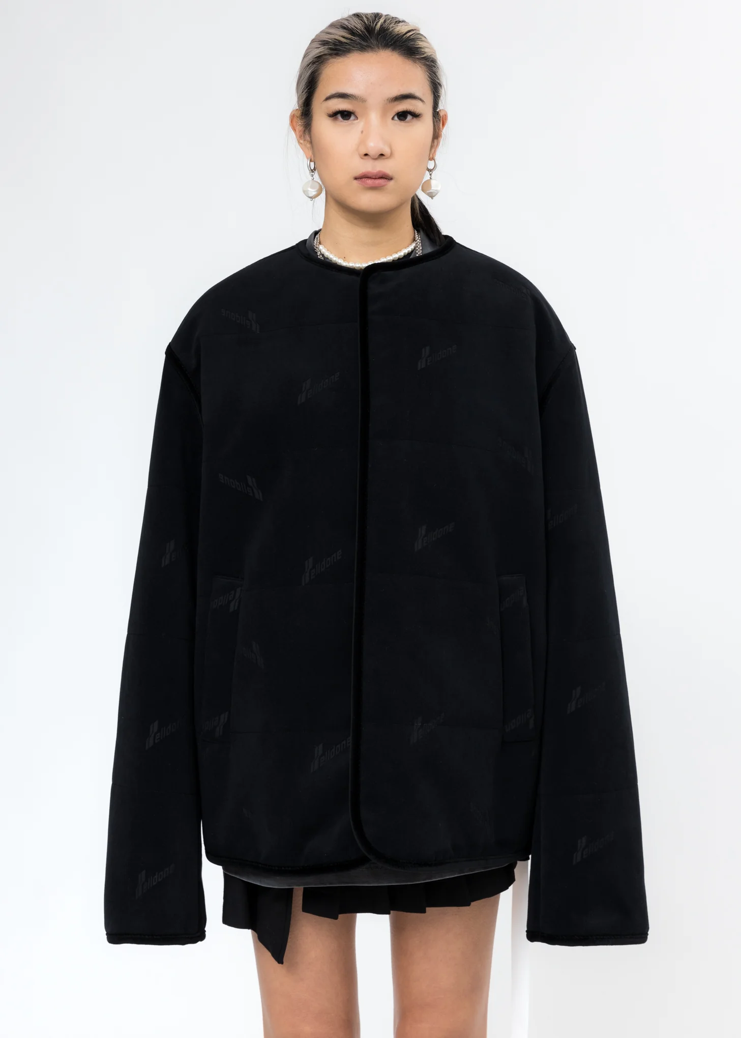 Black Velvet Padding Jacket - Image 2