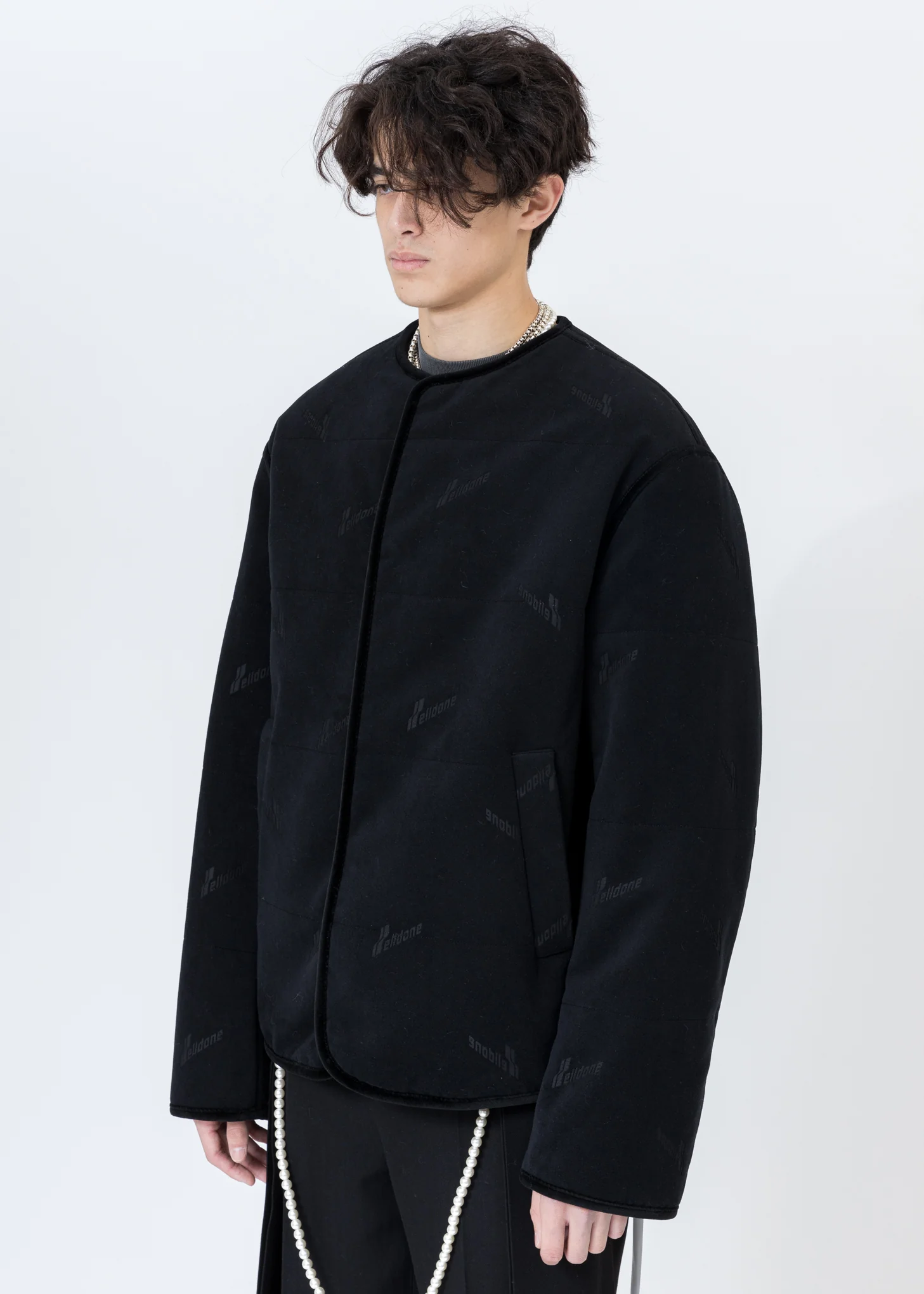 Black Velvet Padding Jacket - Image 3