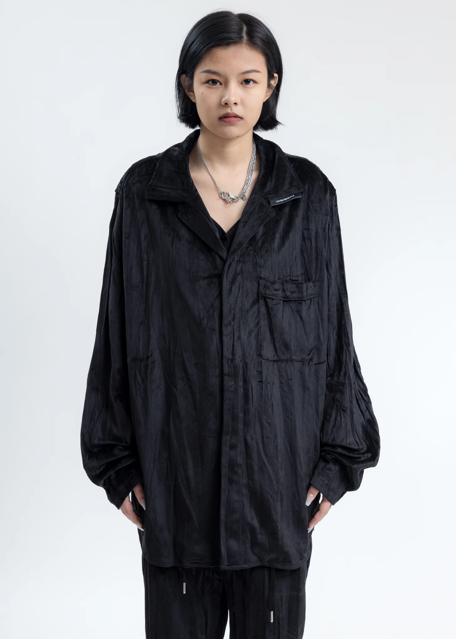 Black Velvet Pajama Shirt - Image 2