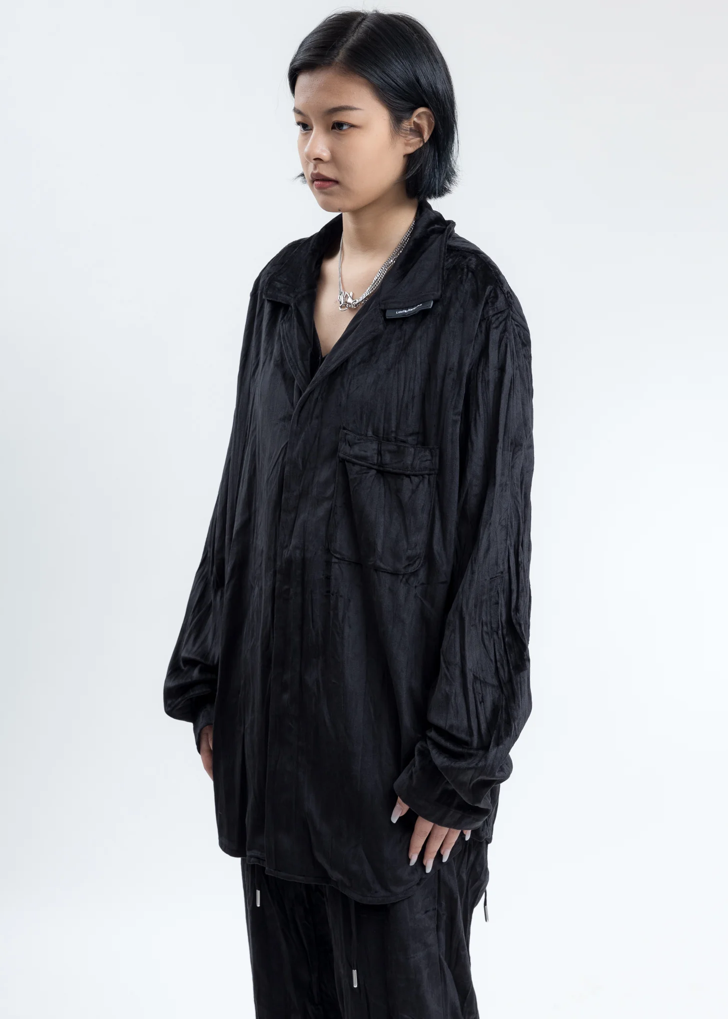 Black Velvet Pajama Shirt - Image 3
