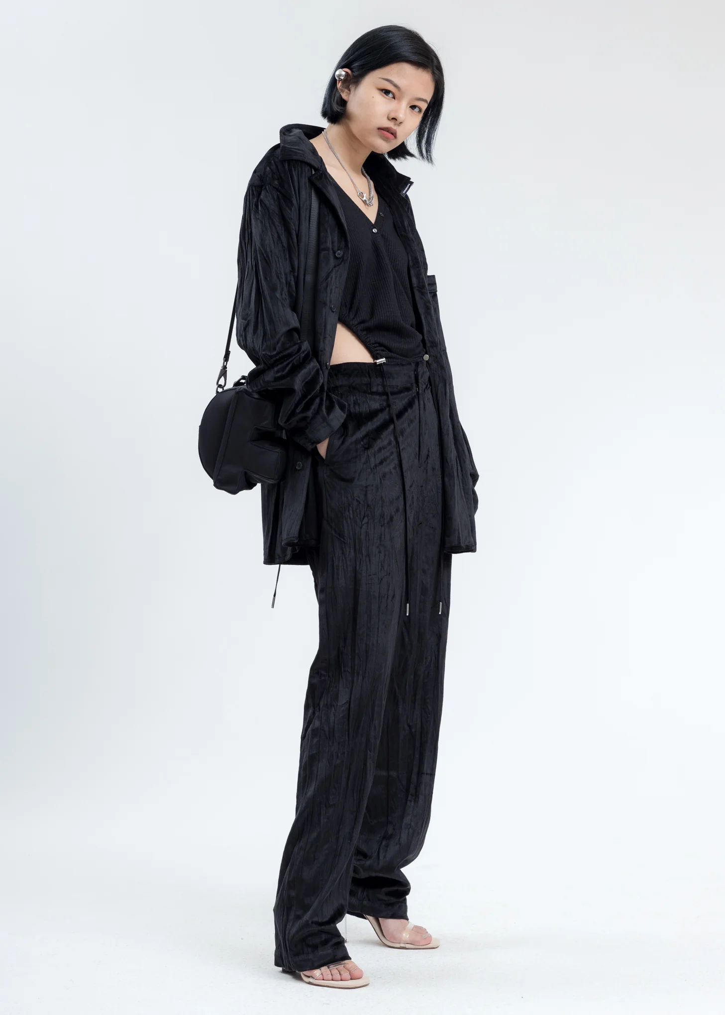 Black Velvet Pajama Shirt - Image 6