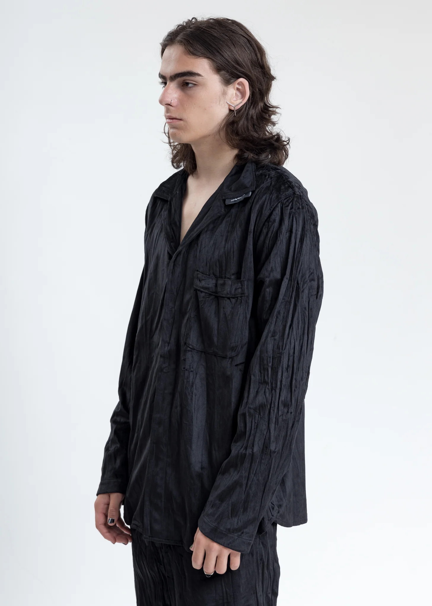Black Velvet Pajama Shirt - Image 3