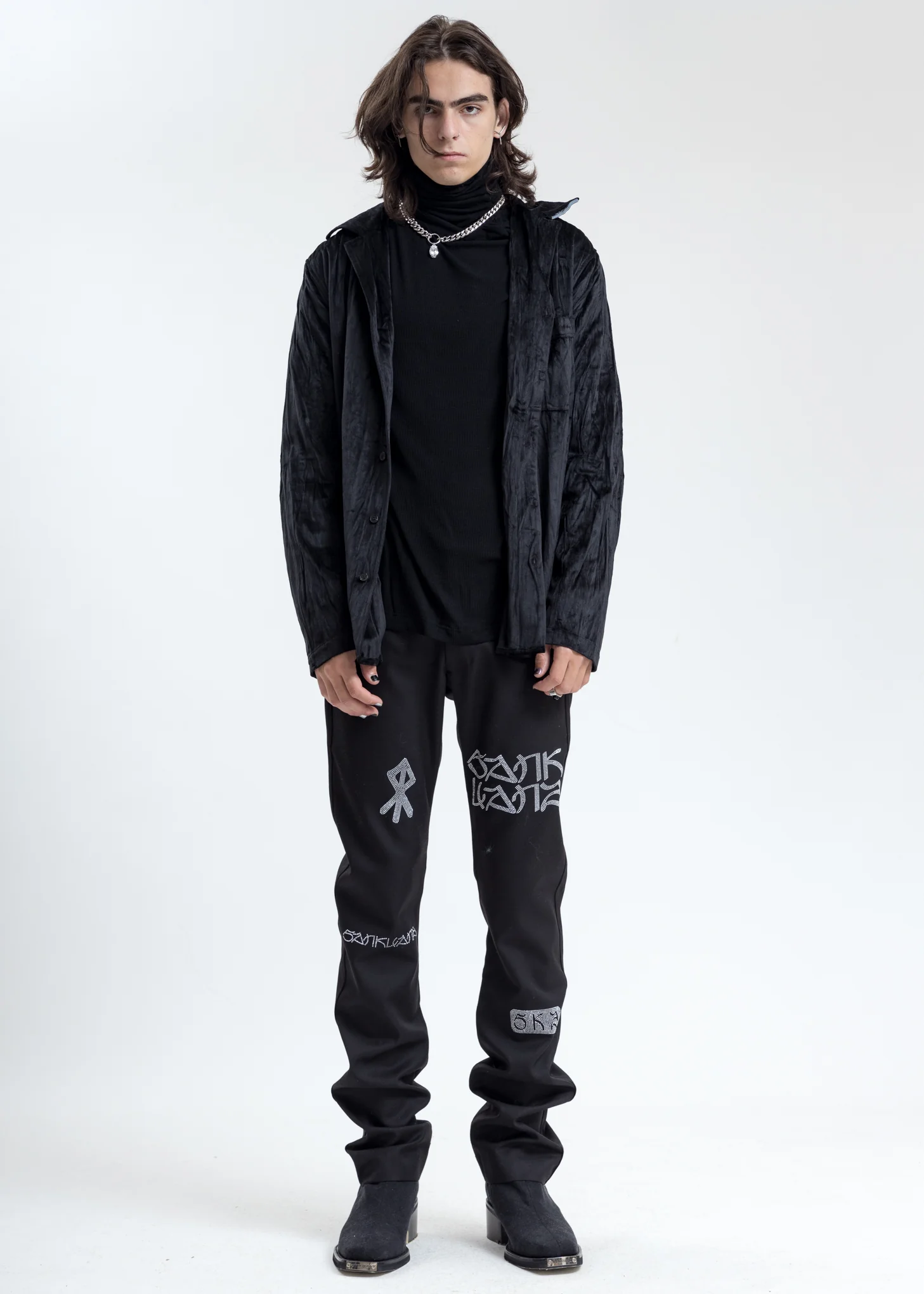 Black Velvet Pajama Shirt - Image 6