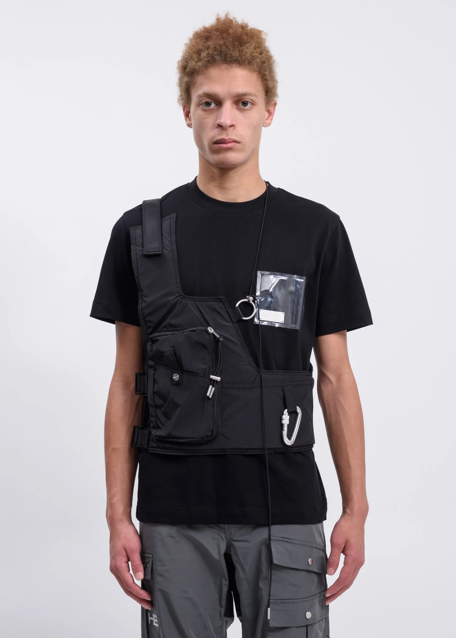 Black Vest W. Drawstring Detail