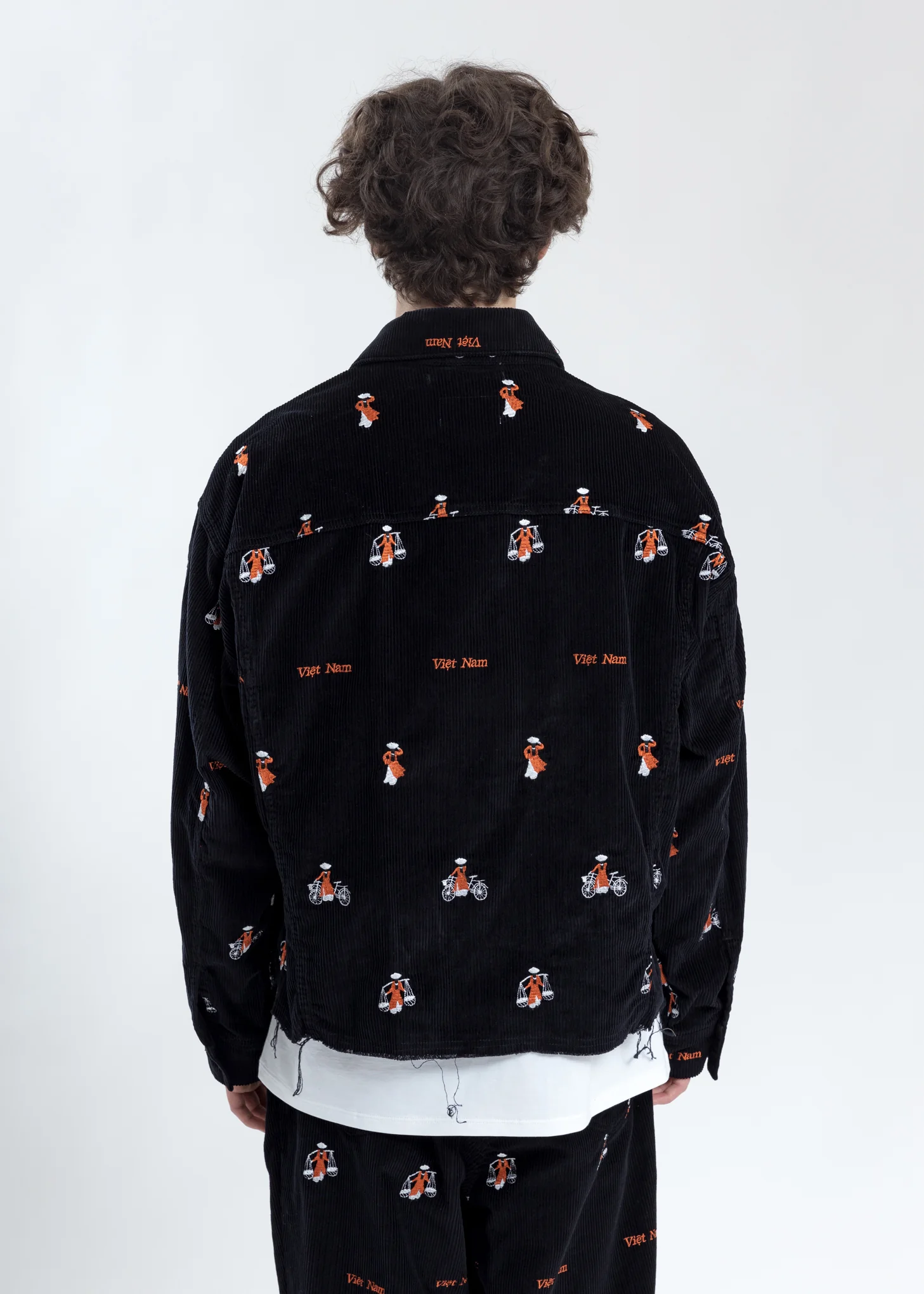 Black Vietnam Embroidery Courduroy Jacket - Image 4