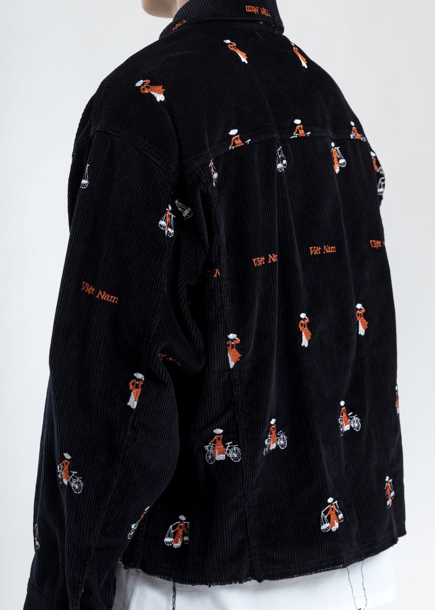 Black Vietnam Embroidery Courduroy Jacket - Image 6
