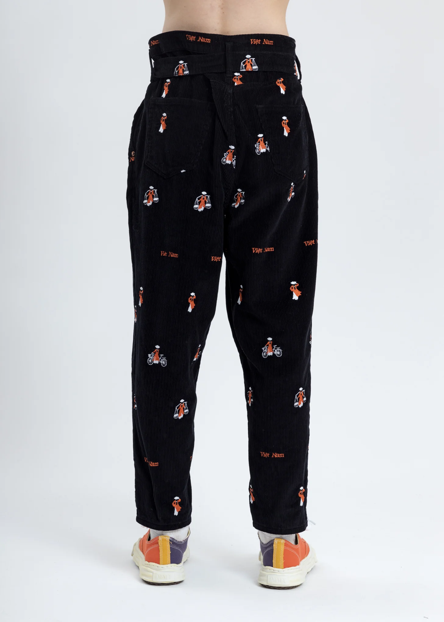 Black Vietnam Embroidery Wide Tapered Trousers - Image 3