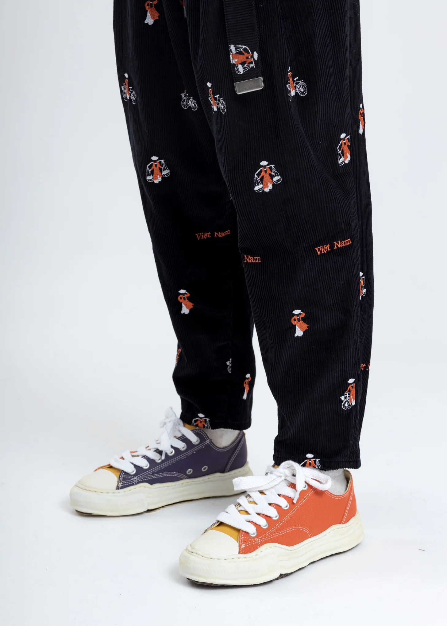 Black Vietnam Embroidery Wide Tapered Trousers - Image 5