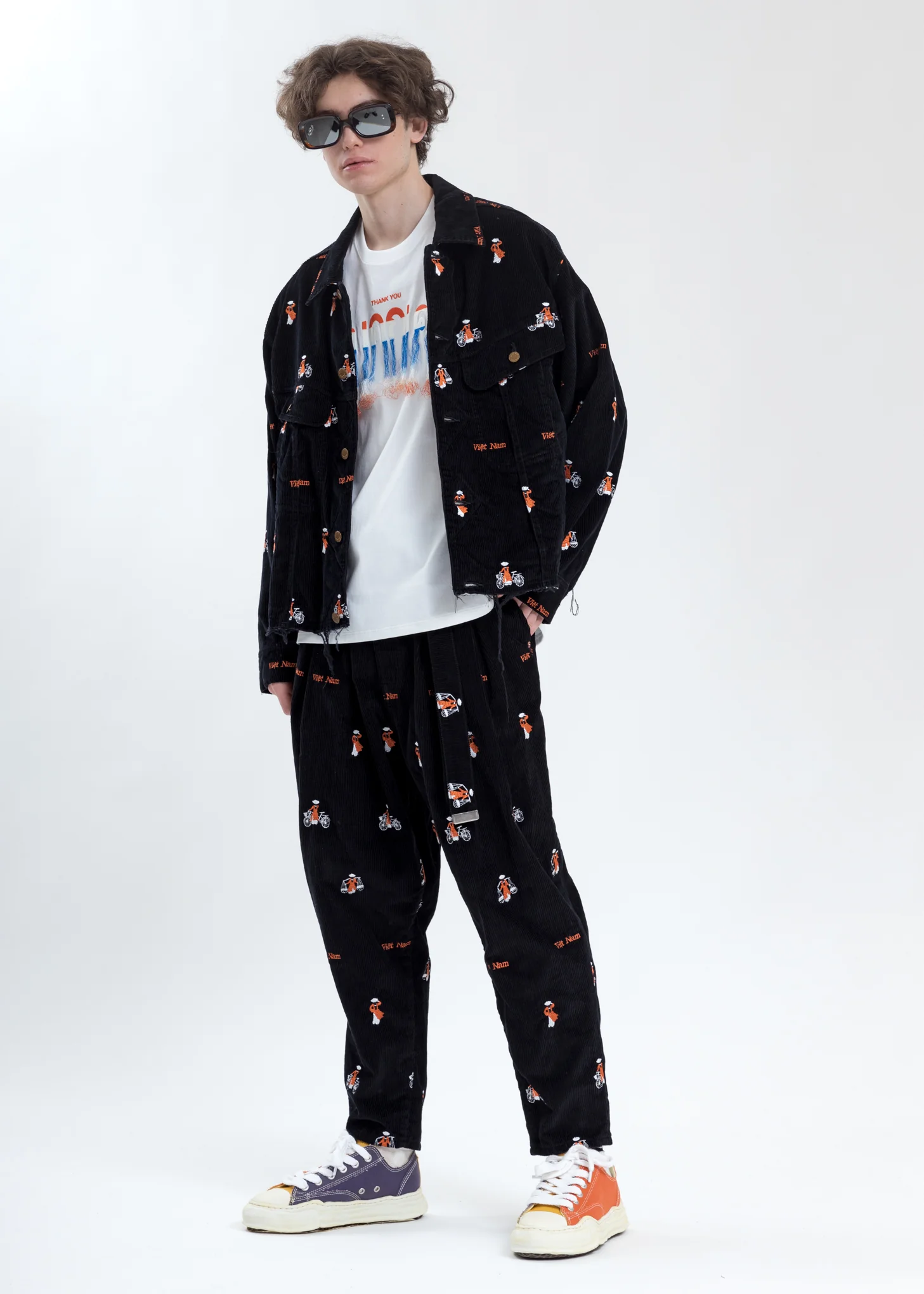 Black Vietnam Embroidery Wide Tapered Trousers - Image 6