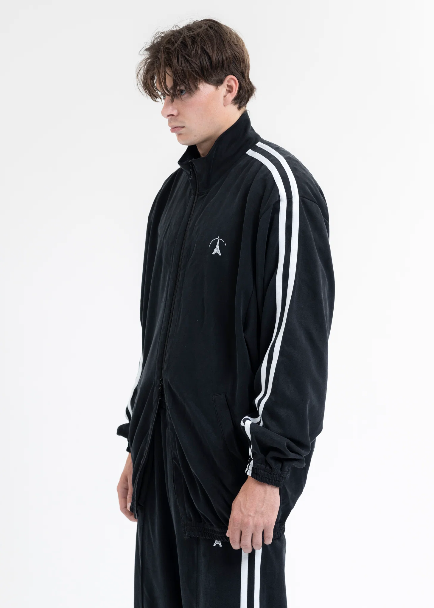 BLACK VINTAGE EFFECT TRACK JACKET - Image 2