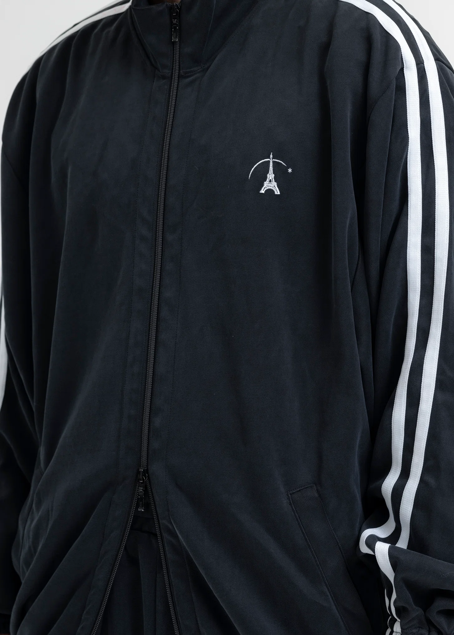 BLACK VINTAGE EFFECT TRACK JACKET - Image 4