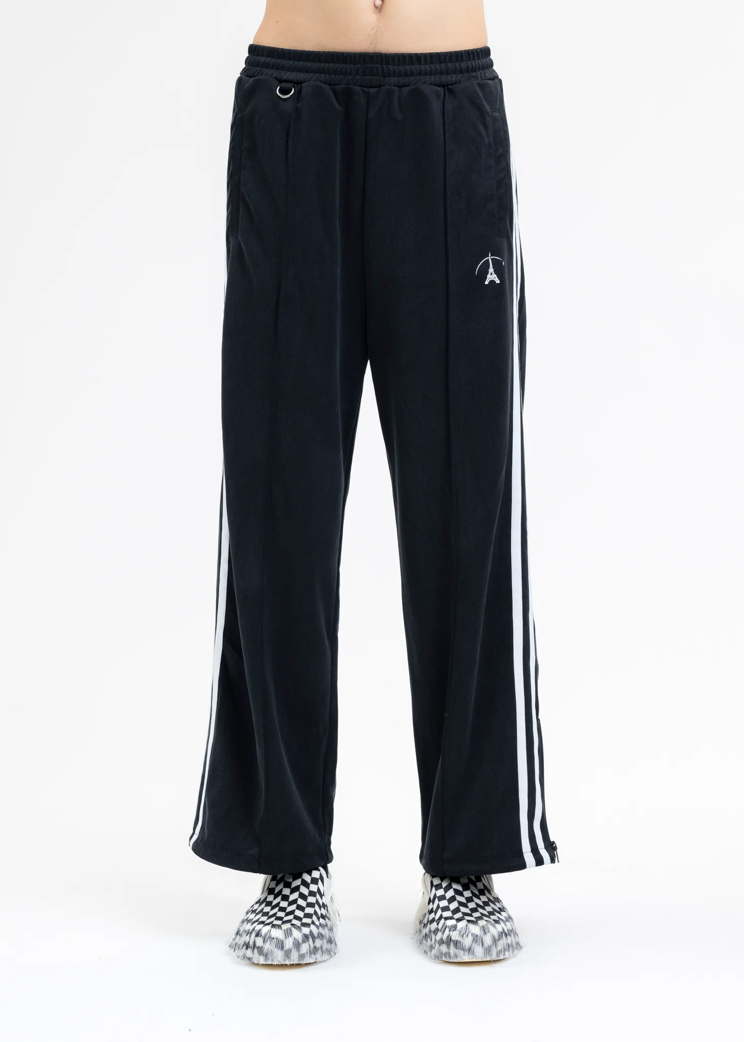 BLACK VINTAGE EFFECT TRACK PANTS