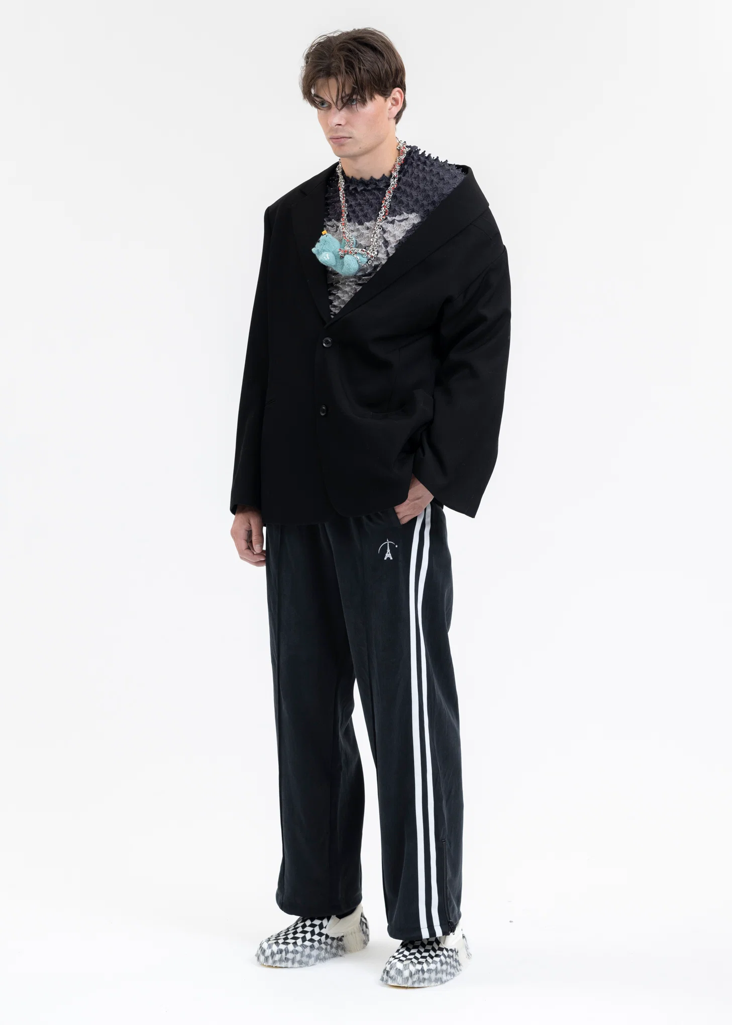BLACK VINTAGE EFFECT TRACK PANTS - Image 5