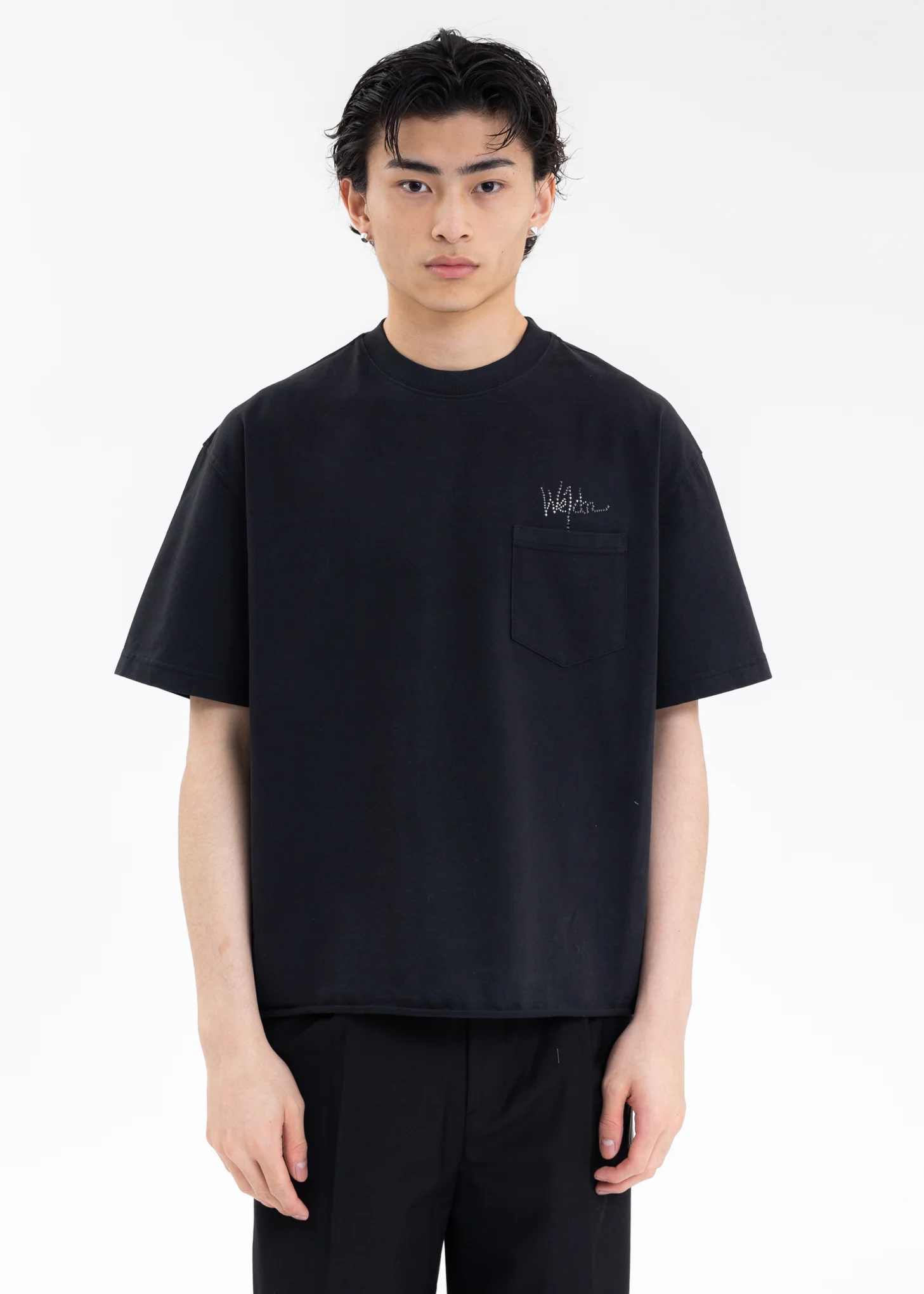 BLACK VINTAGE SHORT-SLEEVED POCKET-SHIRT