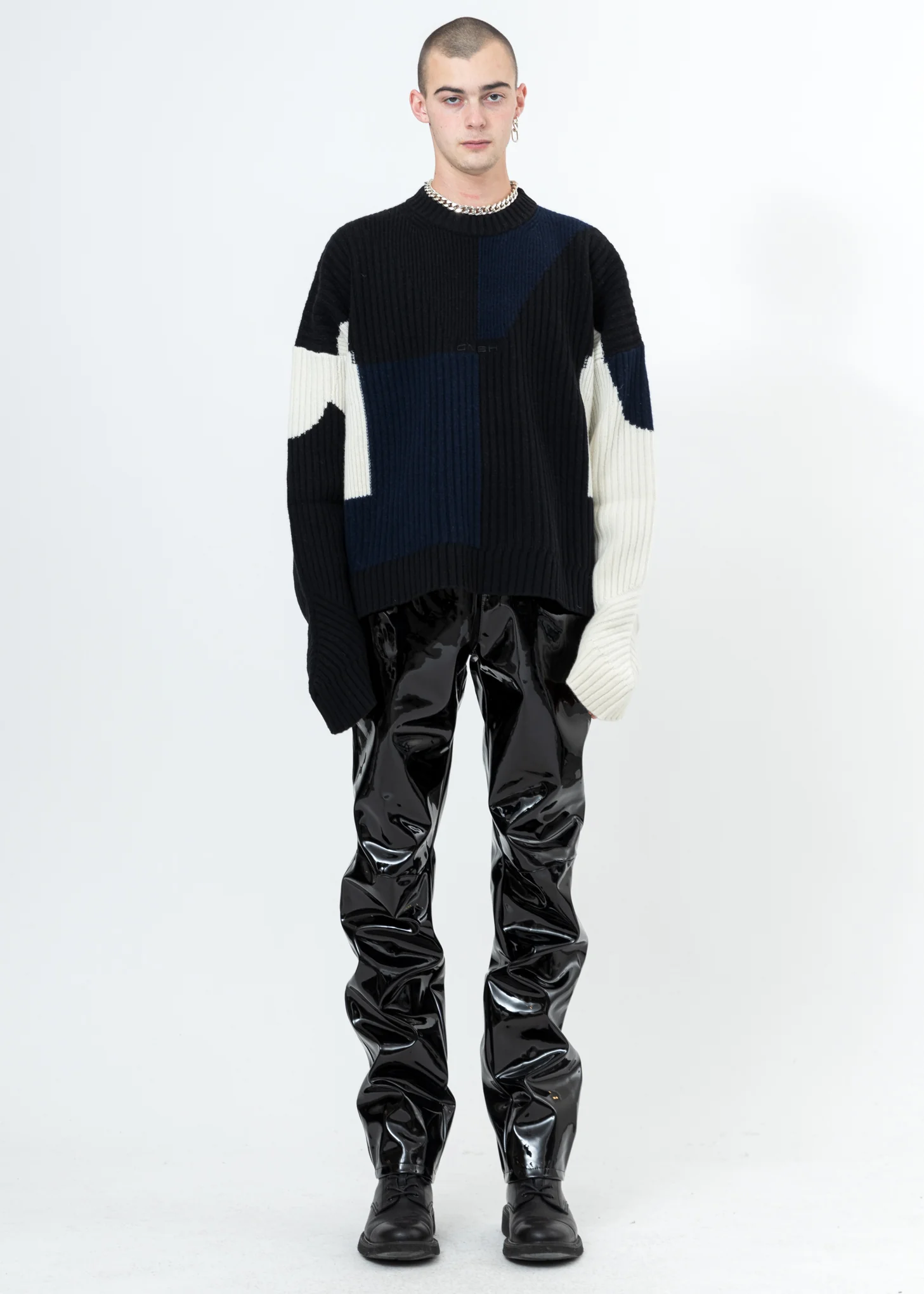 Black Vinyl Trousers W Double Zips (High Waist) - Image 6